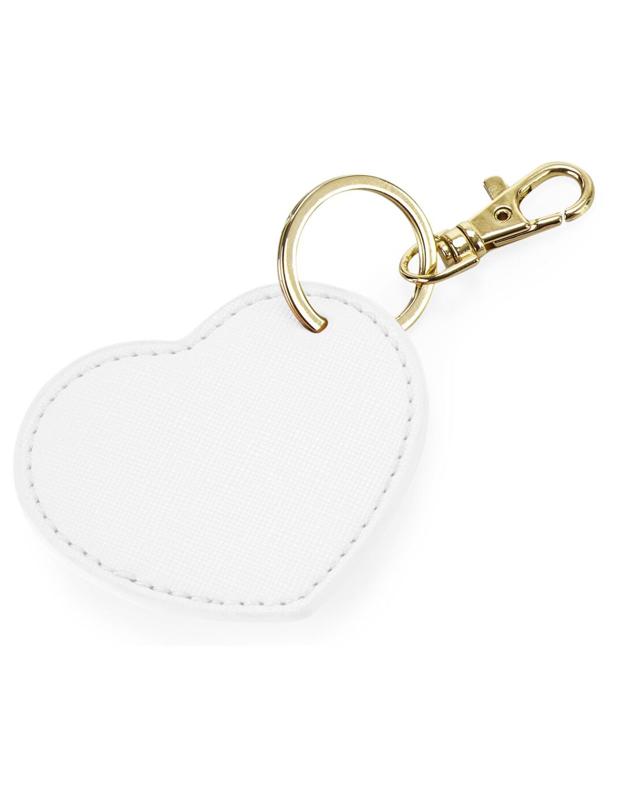 The soft pink heart-shaped key clip attached to its gold keyring and clip.