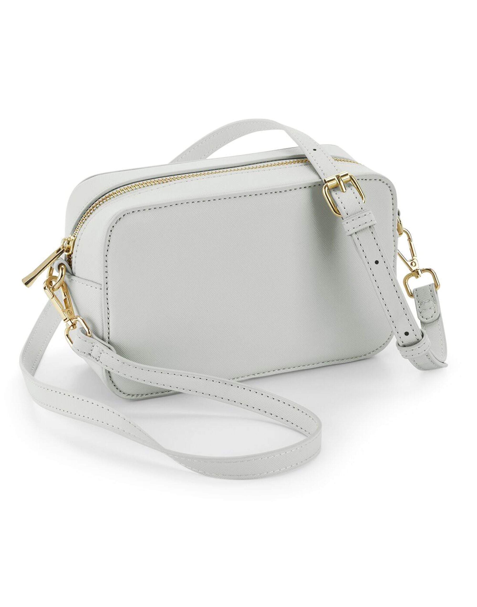 Bolso cruzado estructurado Bagbase Boutique en color topo - Vista trasera.