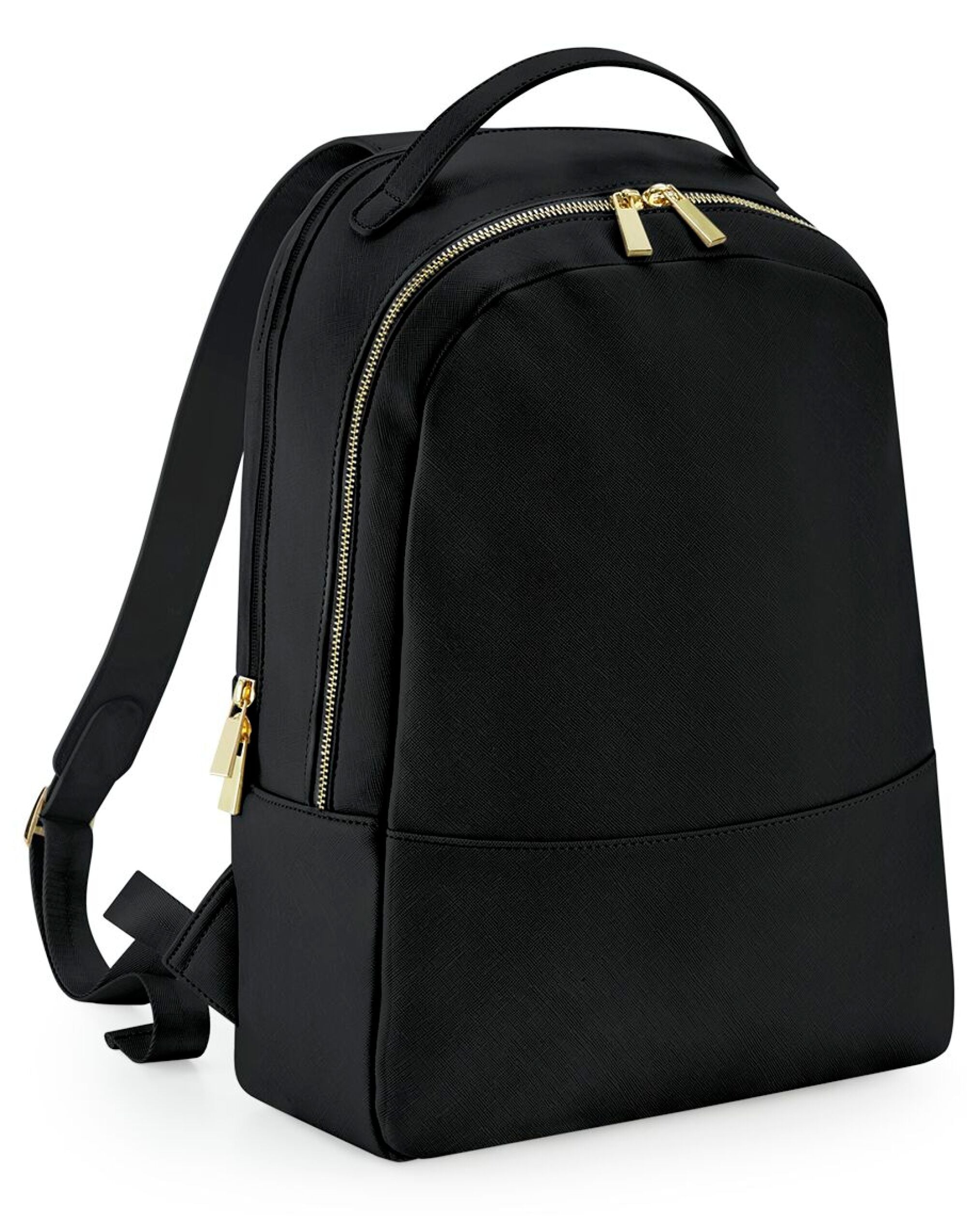 Chic black Bagbase boutique backpack with saffiano fine grain fabric.