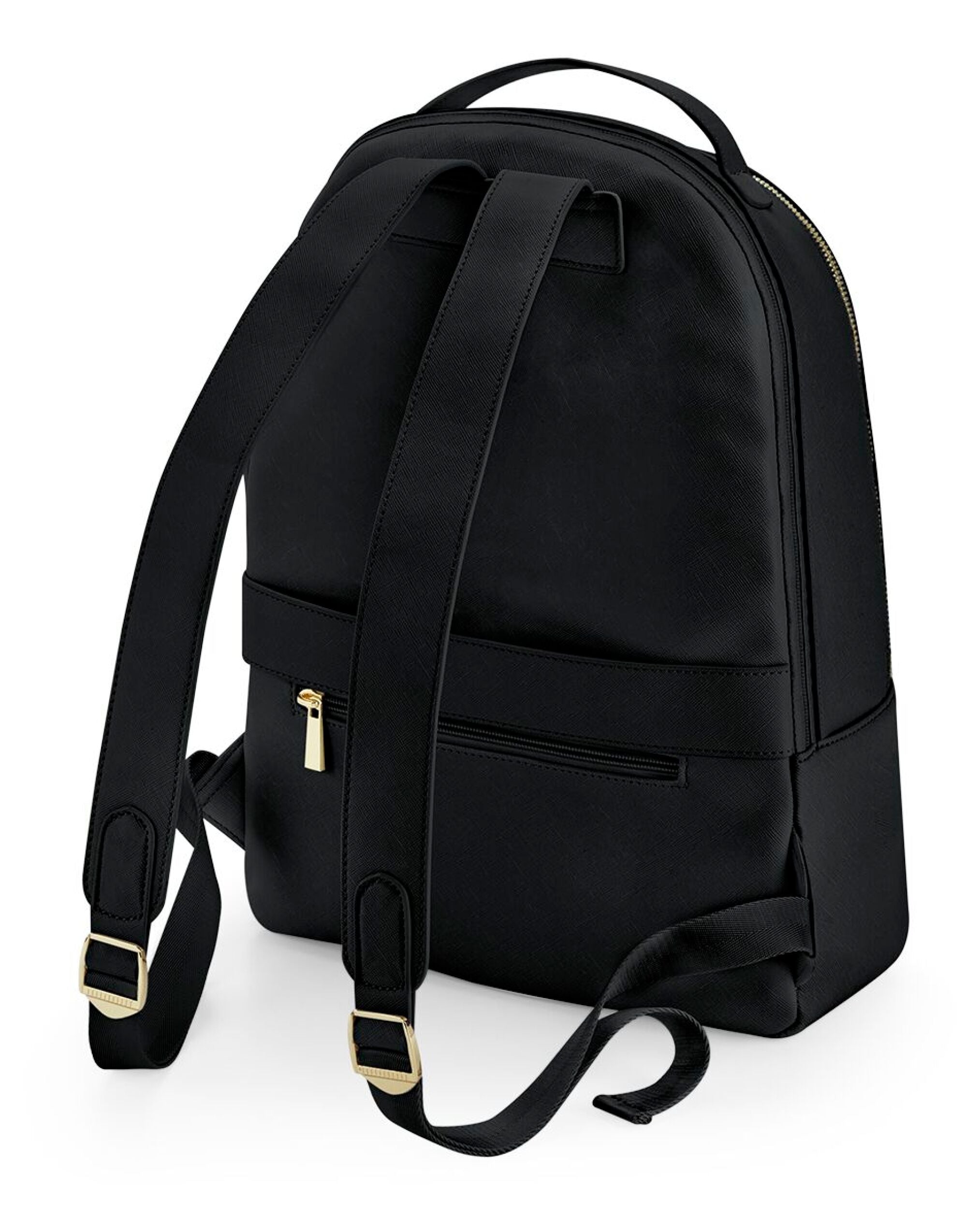 Soft pink Bagbase boutique backpack with high-shine gold zippers.
