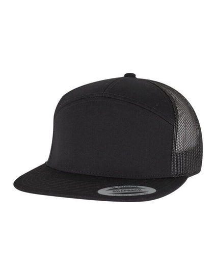 Flexfit 7 Panel Classic Trucker Cap - Black/Black