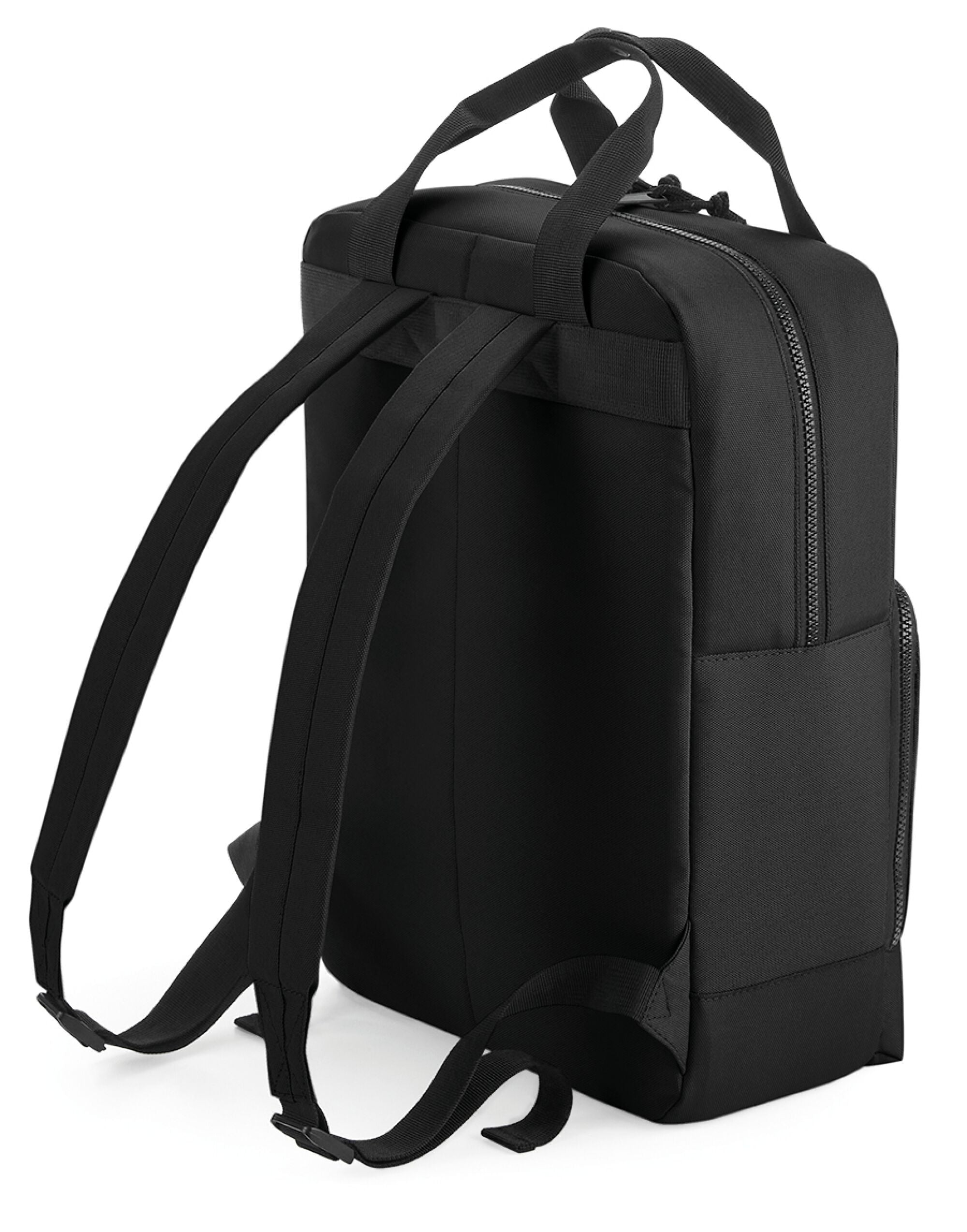 A close-up shot of the corner and stitching on the Bagbase Boutique clear window travel case.