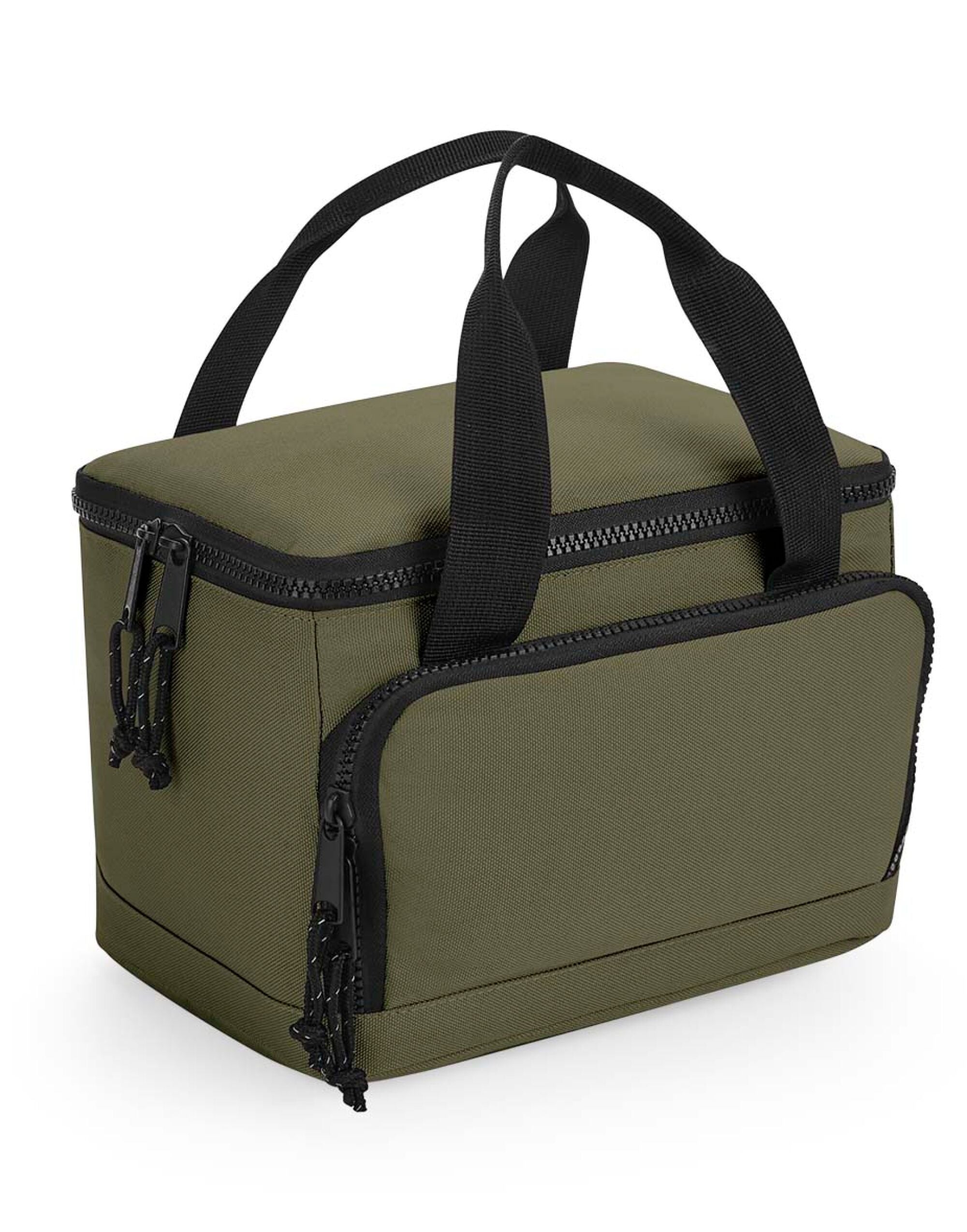 Front view of the Bagbase phone carry case in elegant saffiano fine grain, with a secure stud closure.