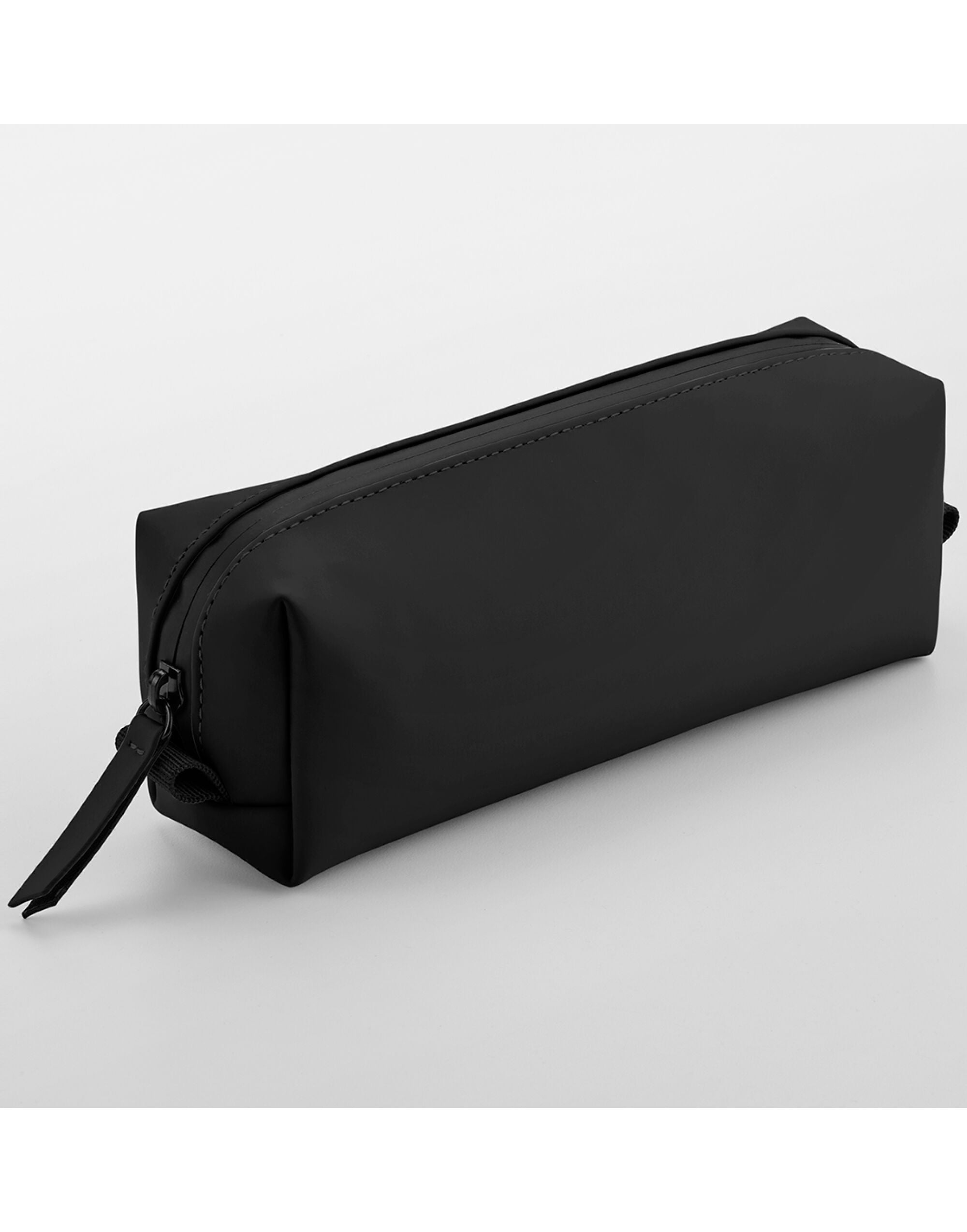 Front view of the black matte PU mini accessory case.