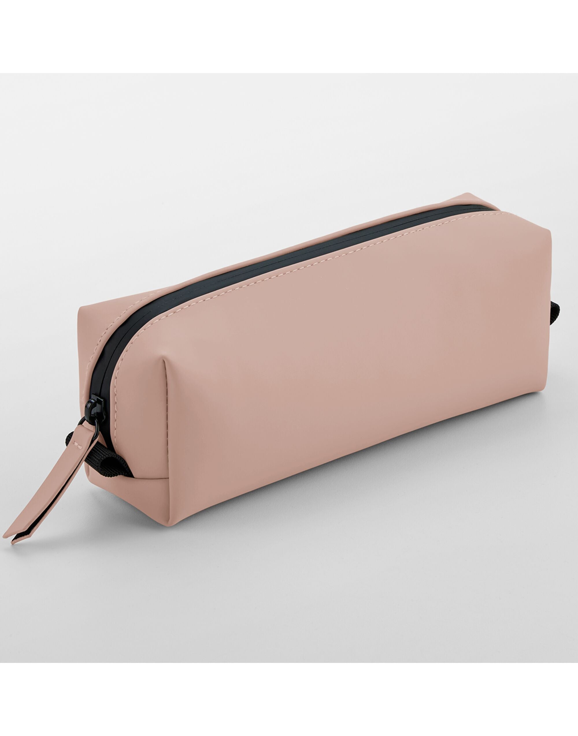 Pink matte PU mini accessory case with gold zipper.