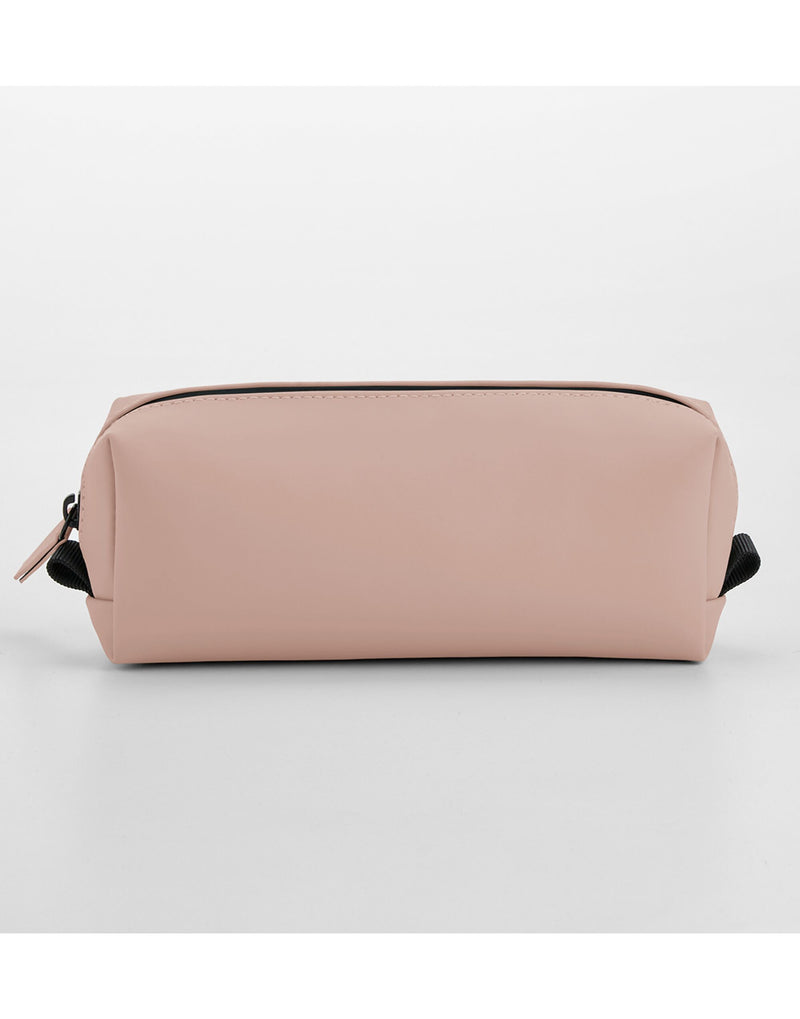 Angled view of the pink matte PU accessory case.