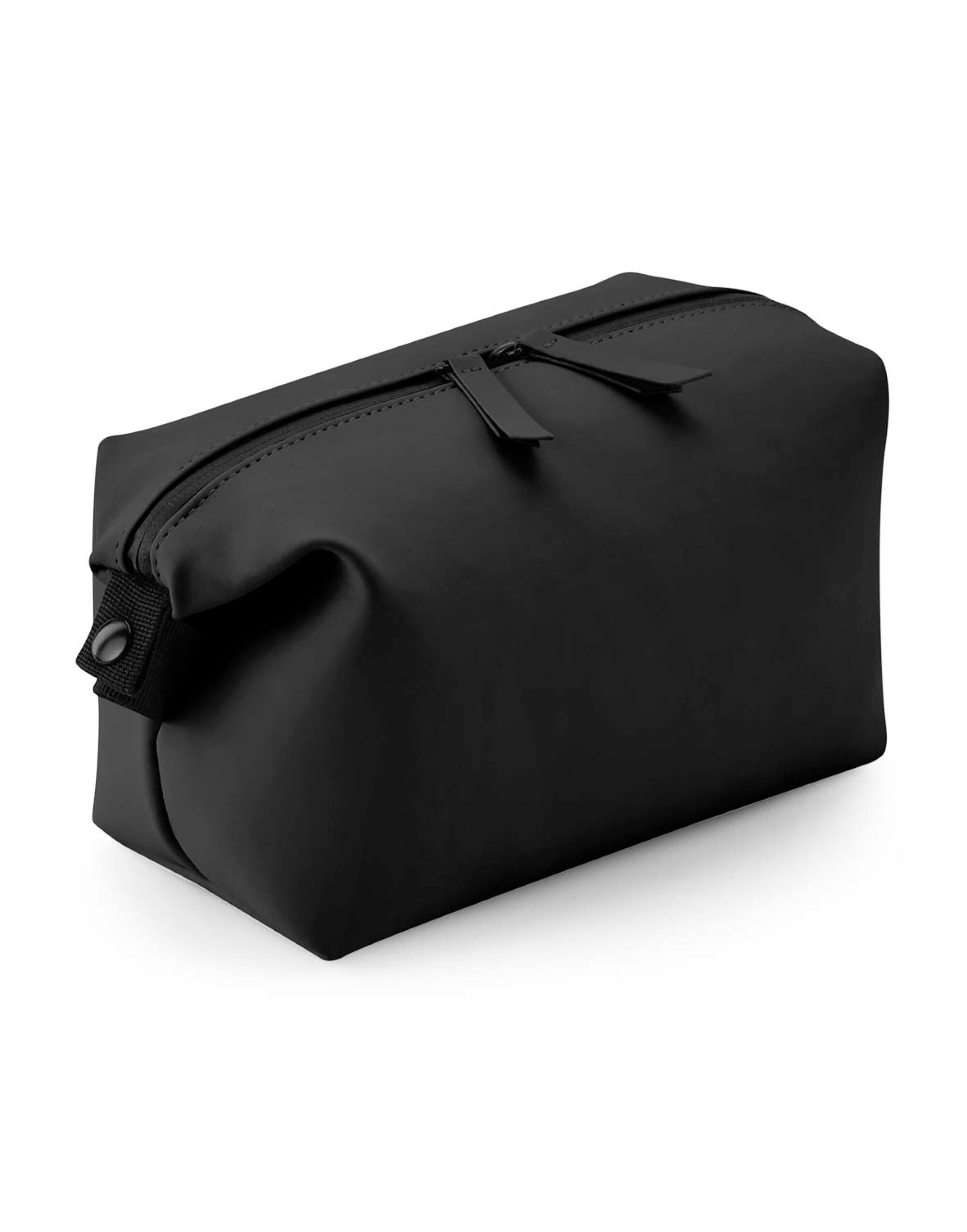 Black matte PU accessory pouch with gold zipper.
