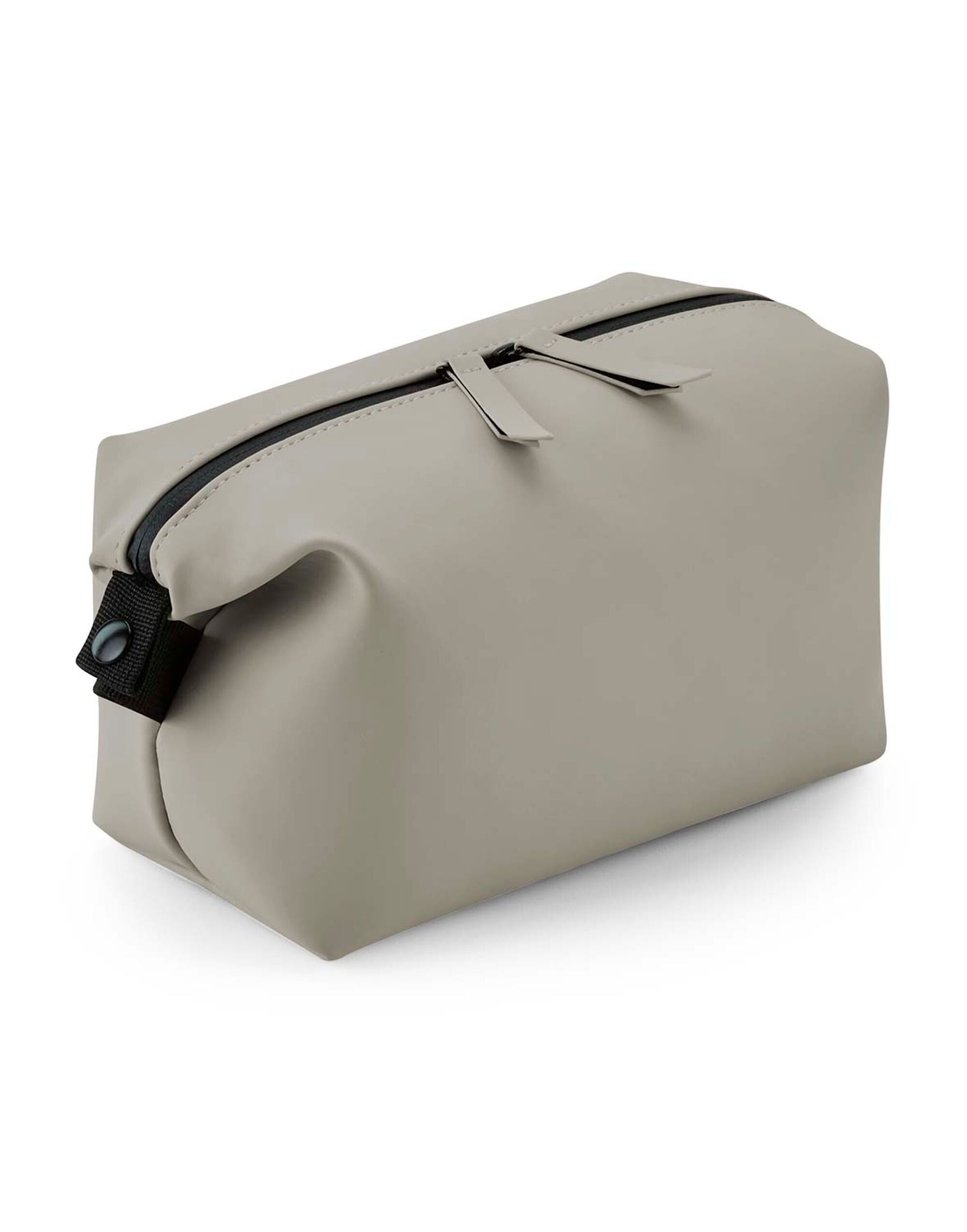 Angled view of the black matte accessory pouch.
