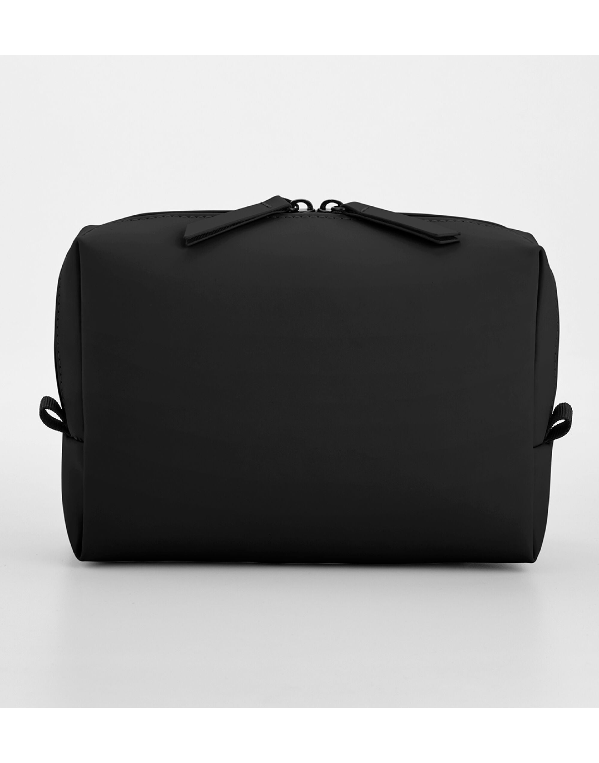 Front view of the black matte PU cross body bag.