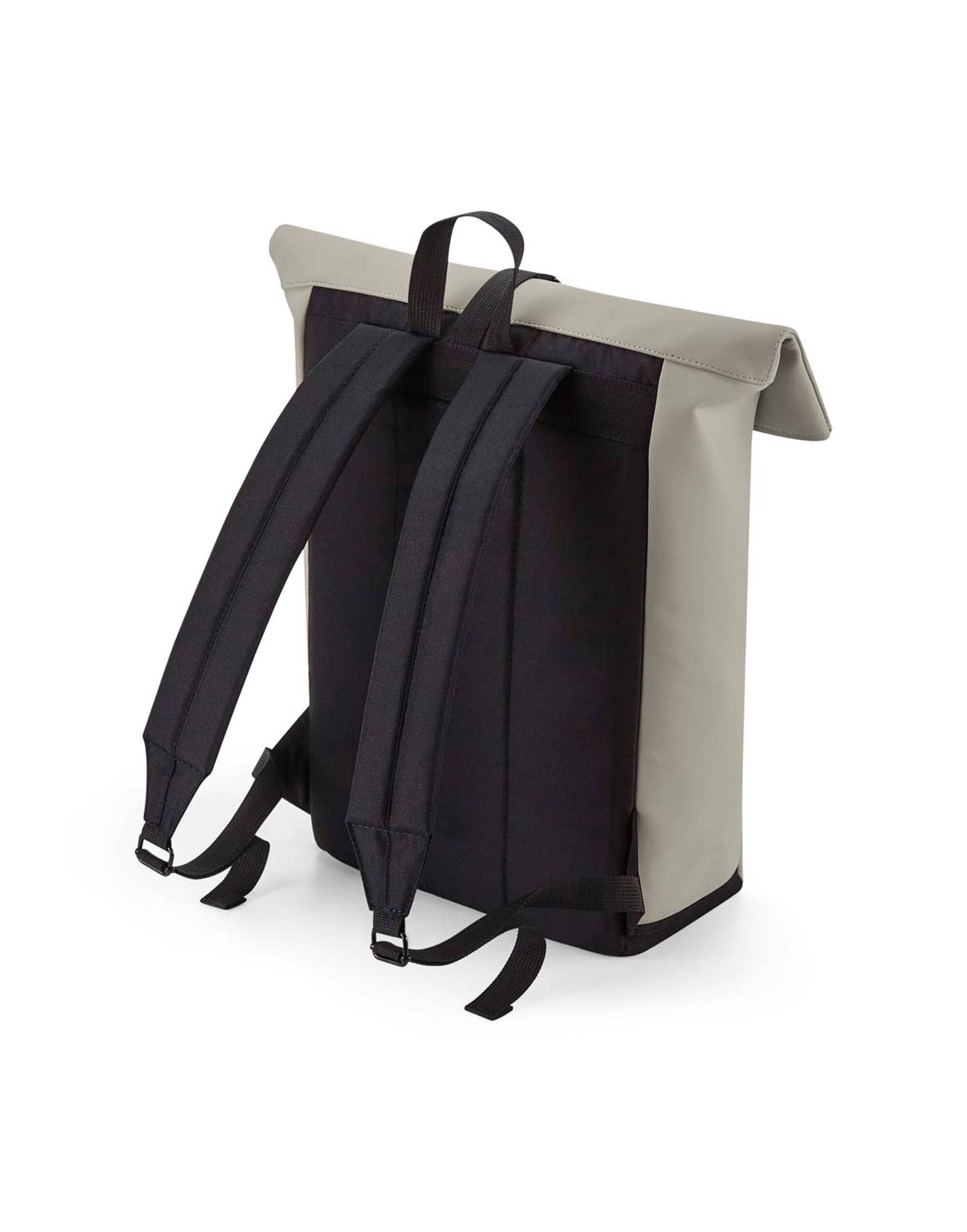 Back view of the black backpack showing adjustable straps.