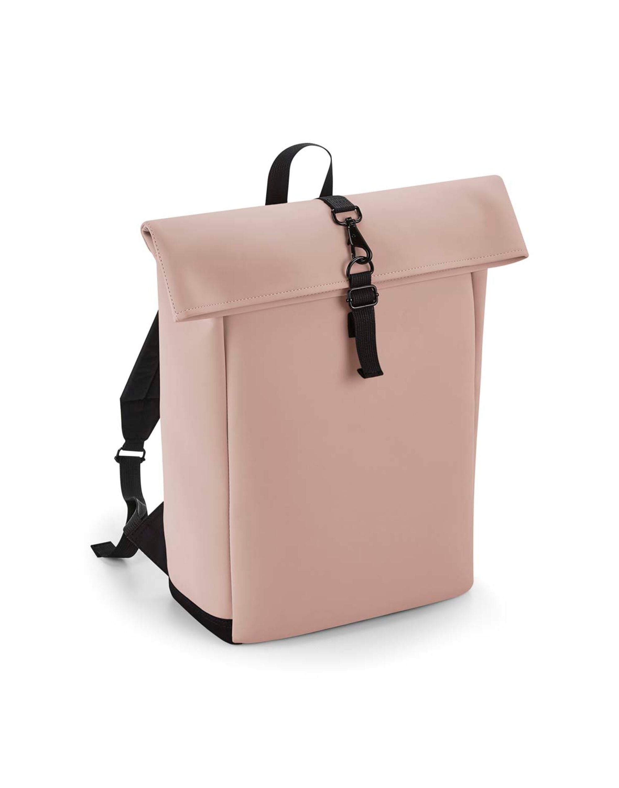 Close-up of the secure buckle on the pink backpack.