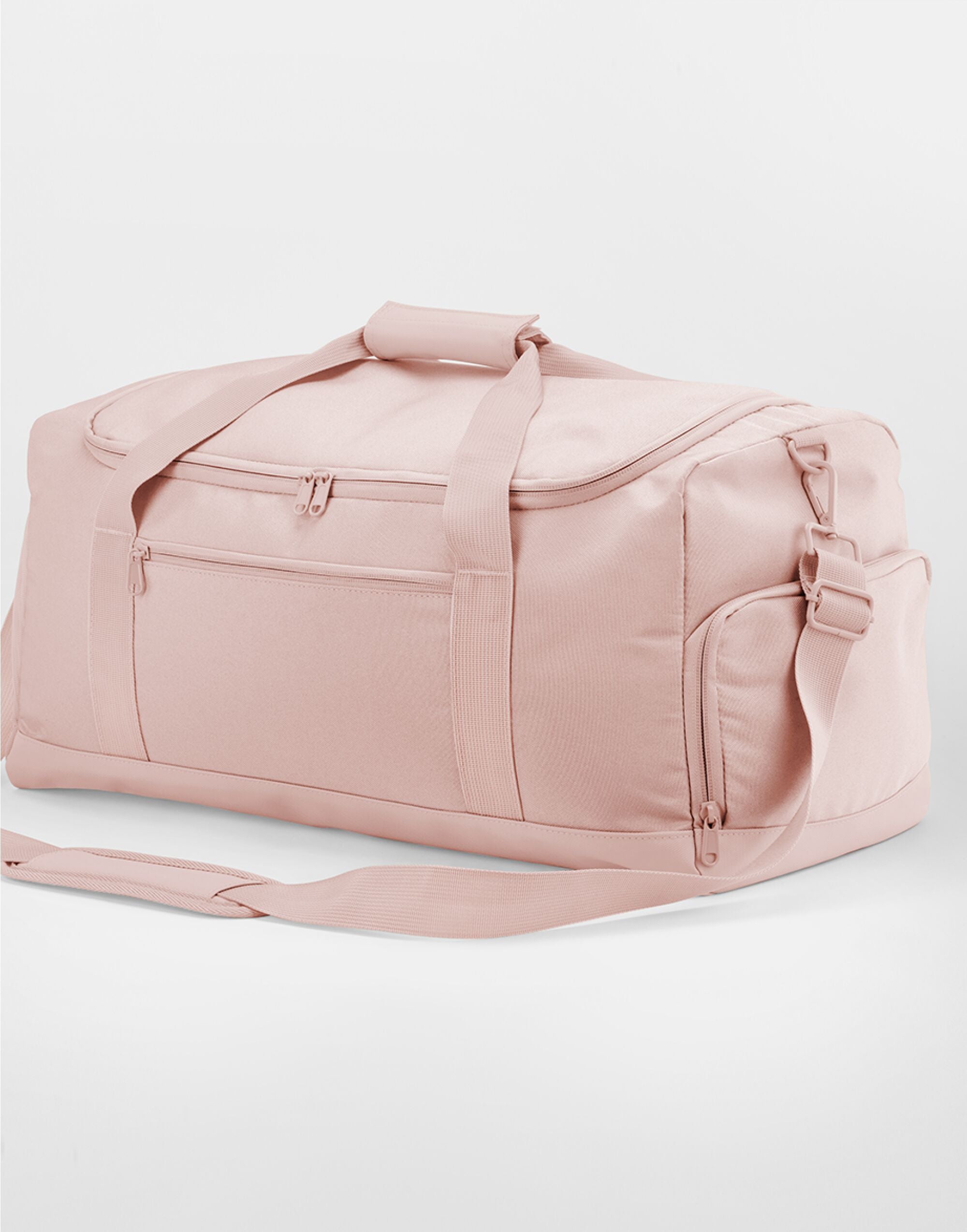 Side profile of the graphite grey Bagbase Medium Training Holdall, showing its increased depth and capacity.