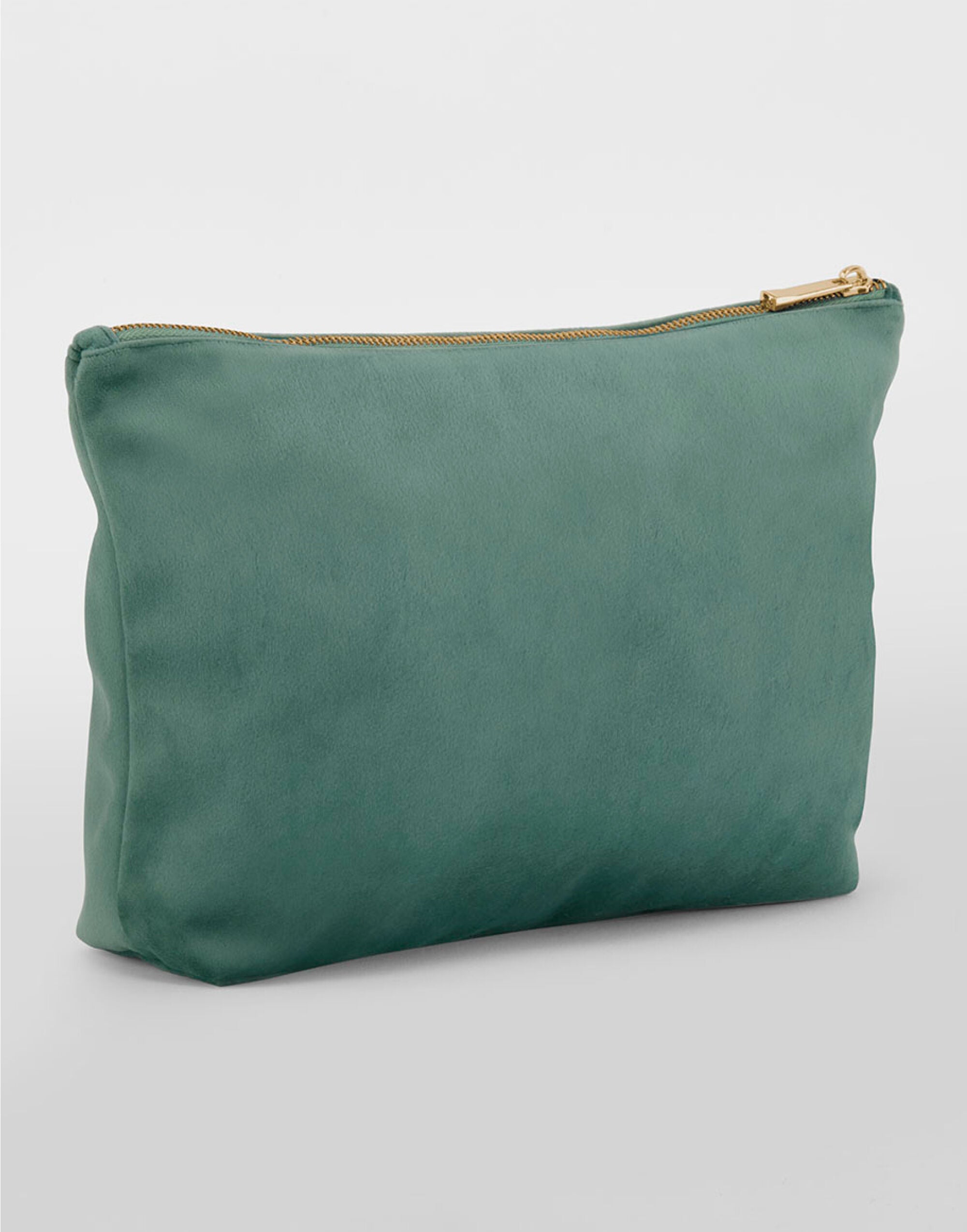 The dark grey Bagbase Velvet Accessory Bag, a chic and stylish pouch for cosmetics or essentials.