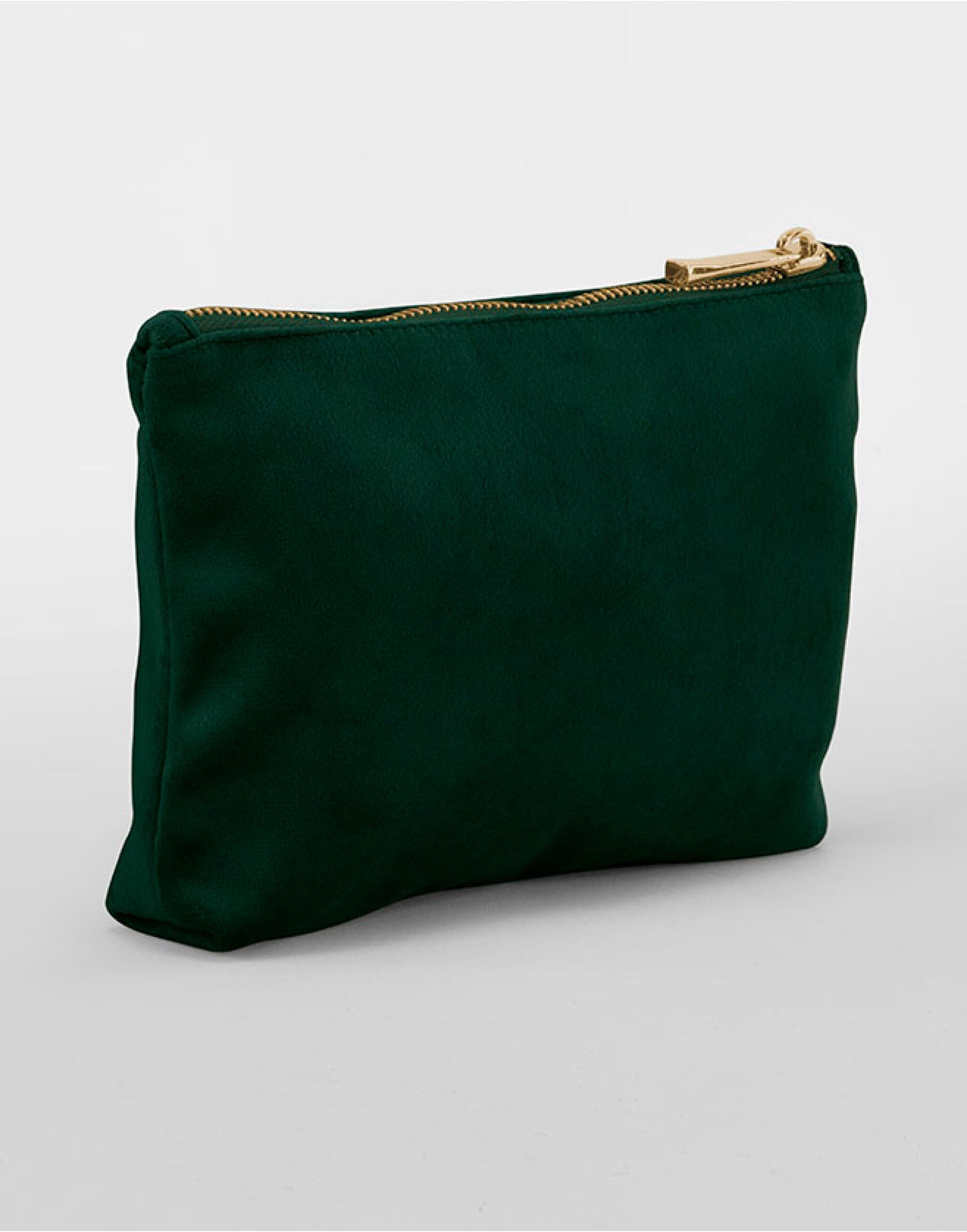 Angled view of the navy Bagbase Velvet Accessory Bag, showcasing its soft, plush texture.