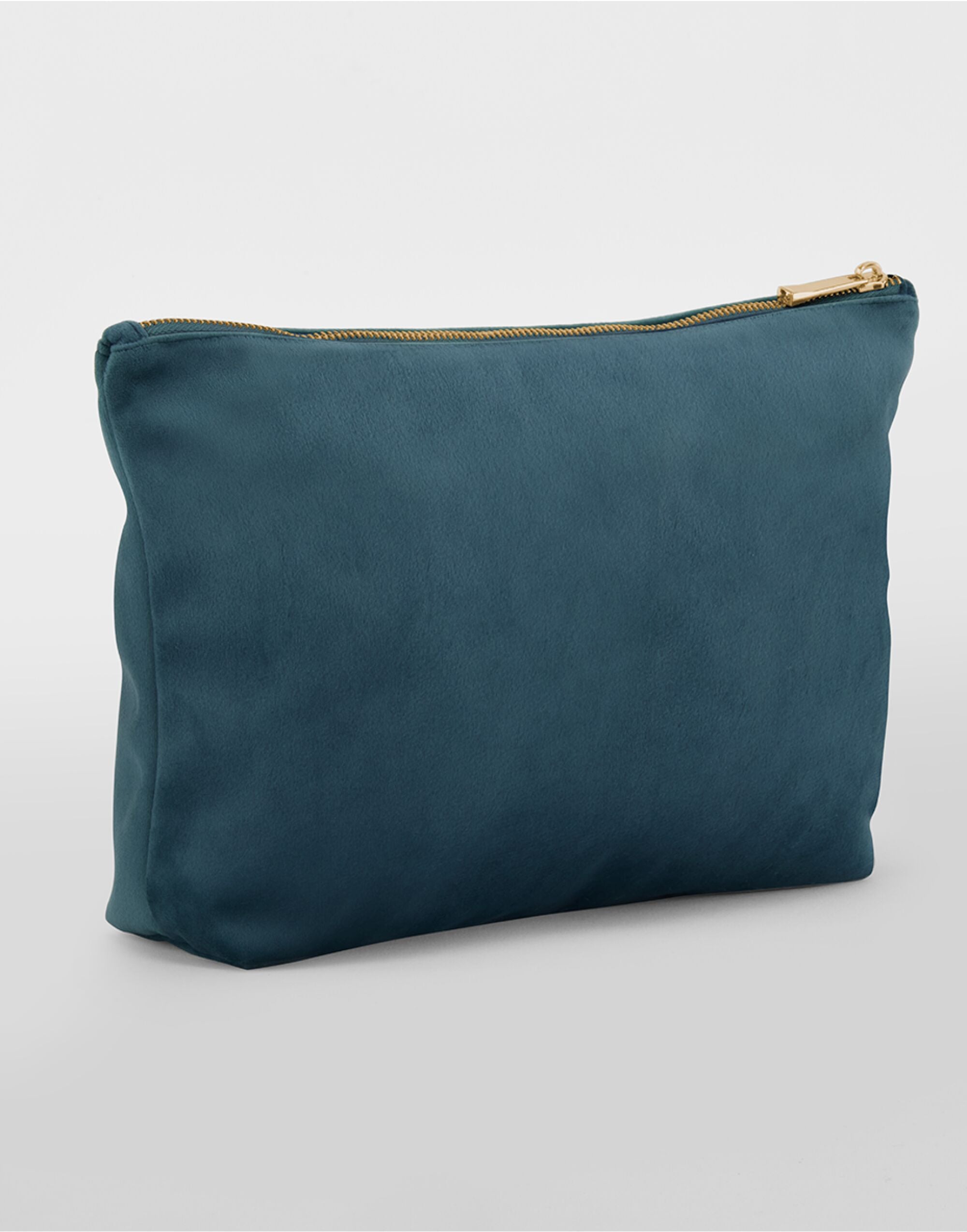 A collection of Bagbase Velvet Accessory Bags in black, navy, grey, and pink, showing the color range.