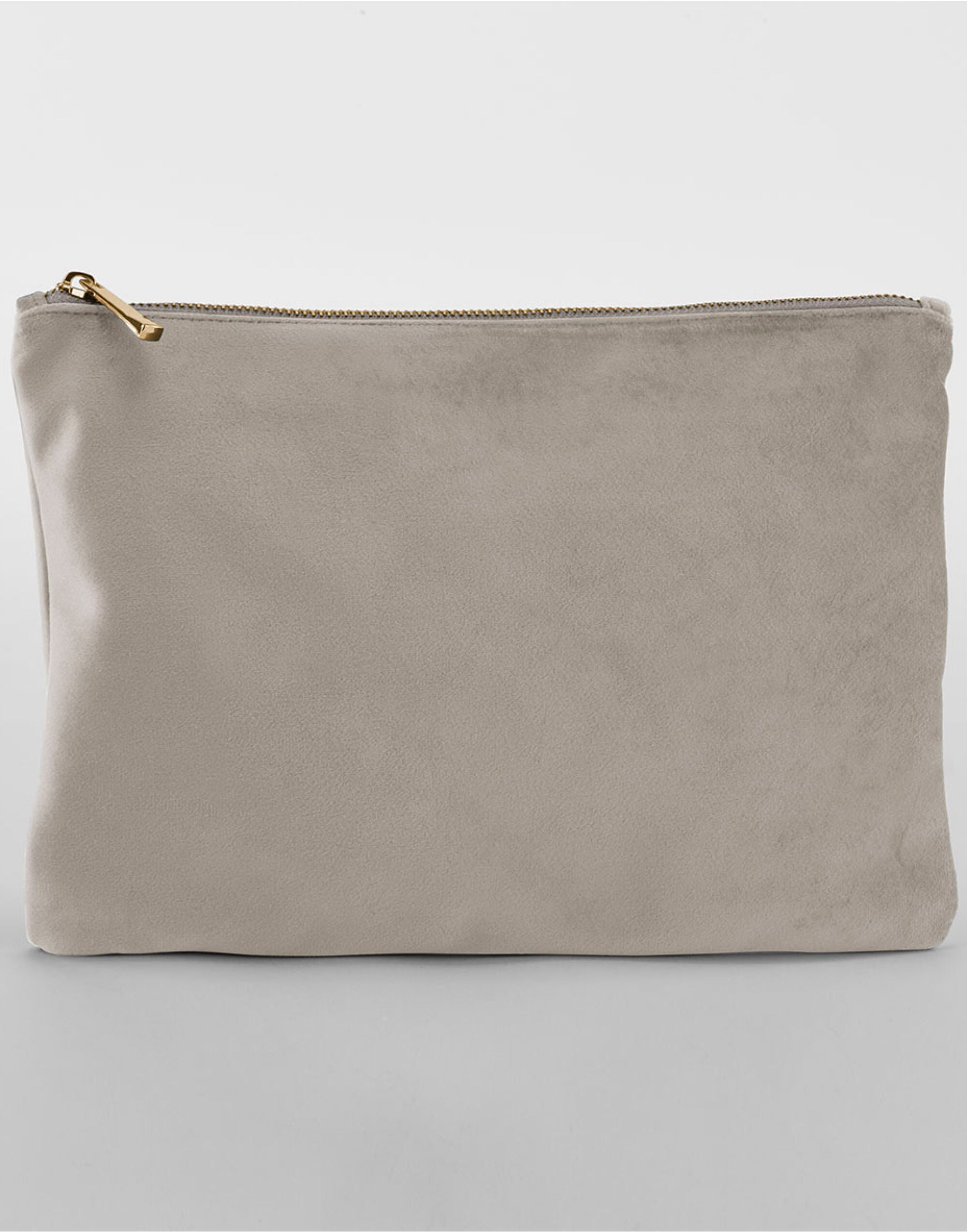 Close-up of the plush texture of the velvet on the Bagbase mini accessory pouch.