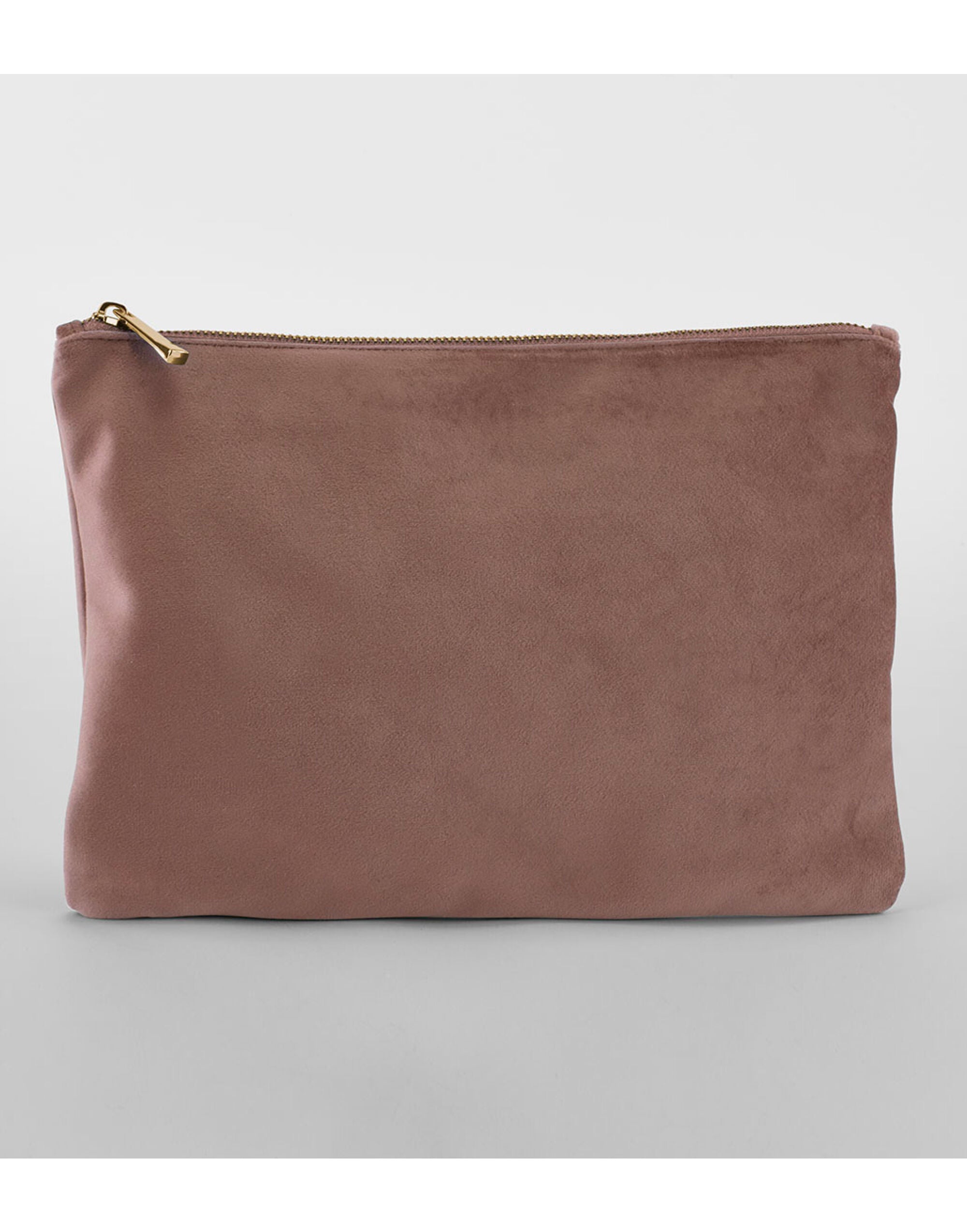 A group of Bagbase Velvet Accessory Pouches, showcasing the available sophisticated color options.