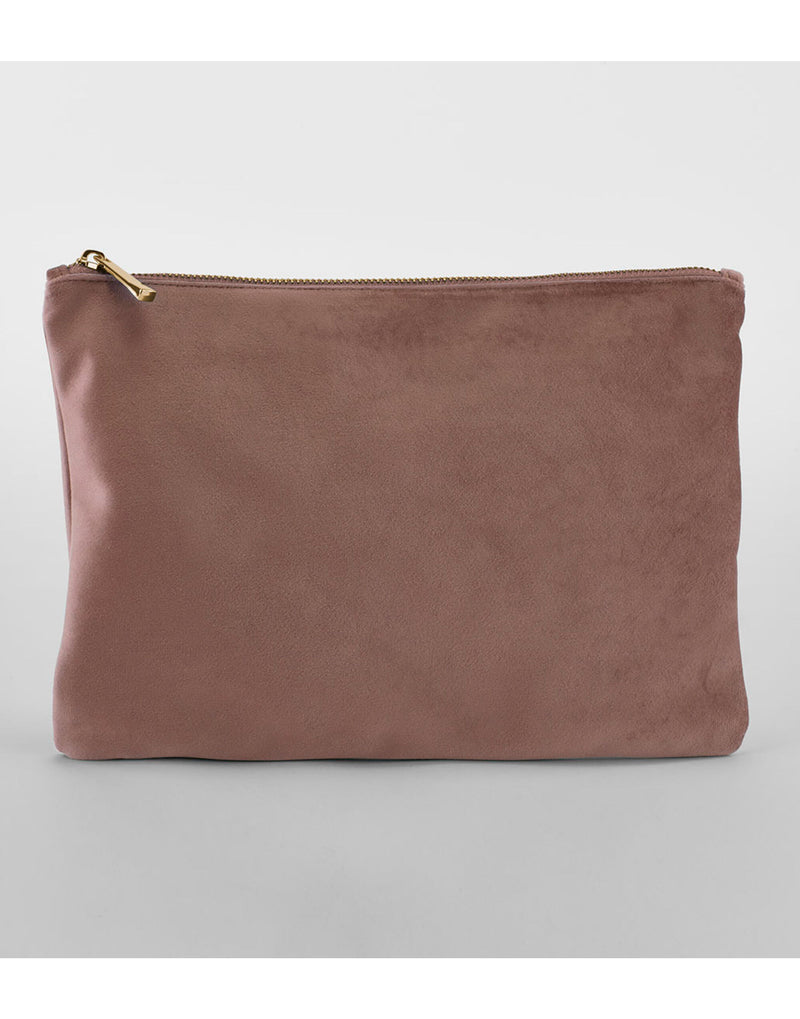 A group of Bagbase Velvet Accessory Pouches, showcasing the available sophisticated color options.