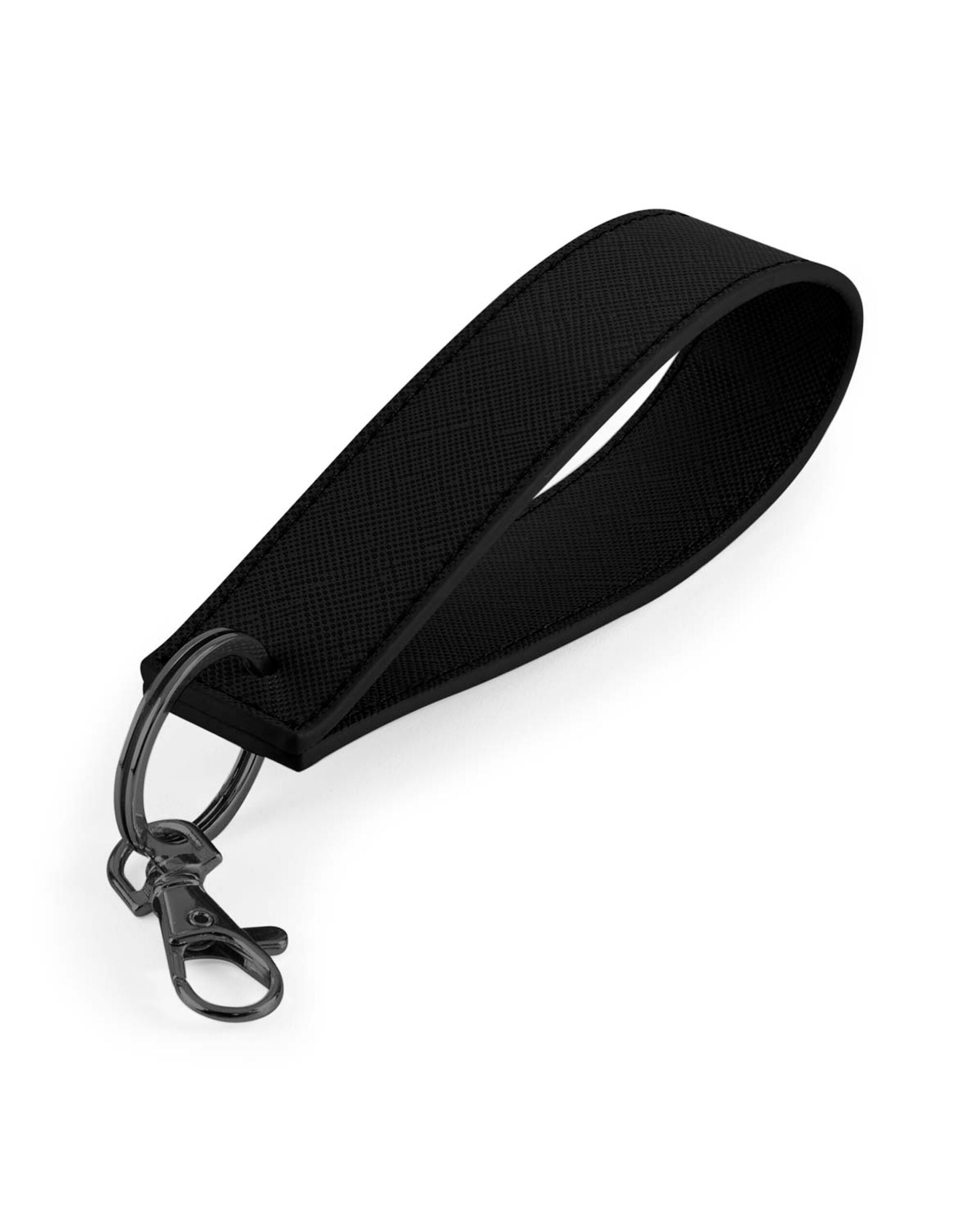 The white Boutique Wristlet Keyring, a practical and chic accessory for keeping keys handy.