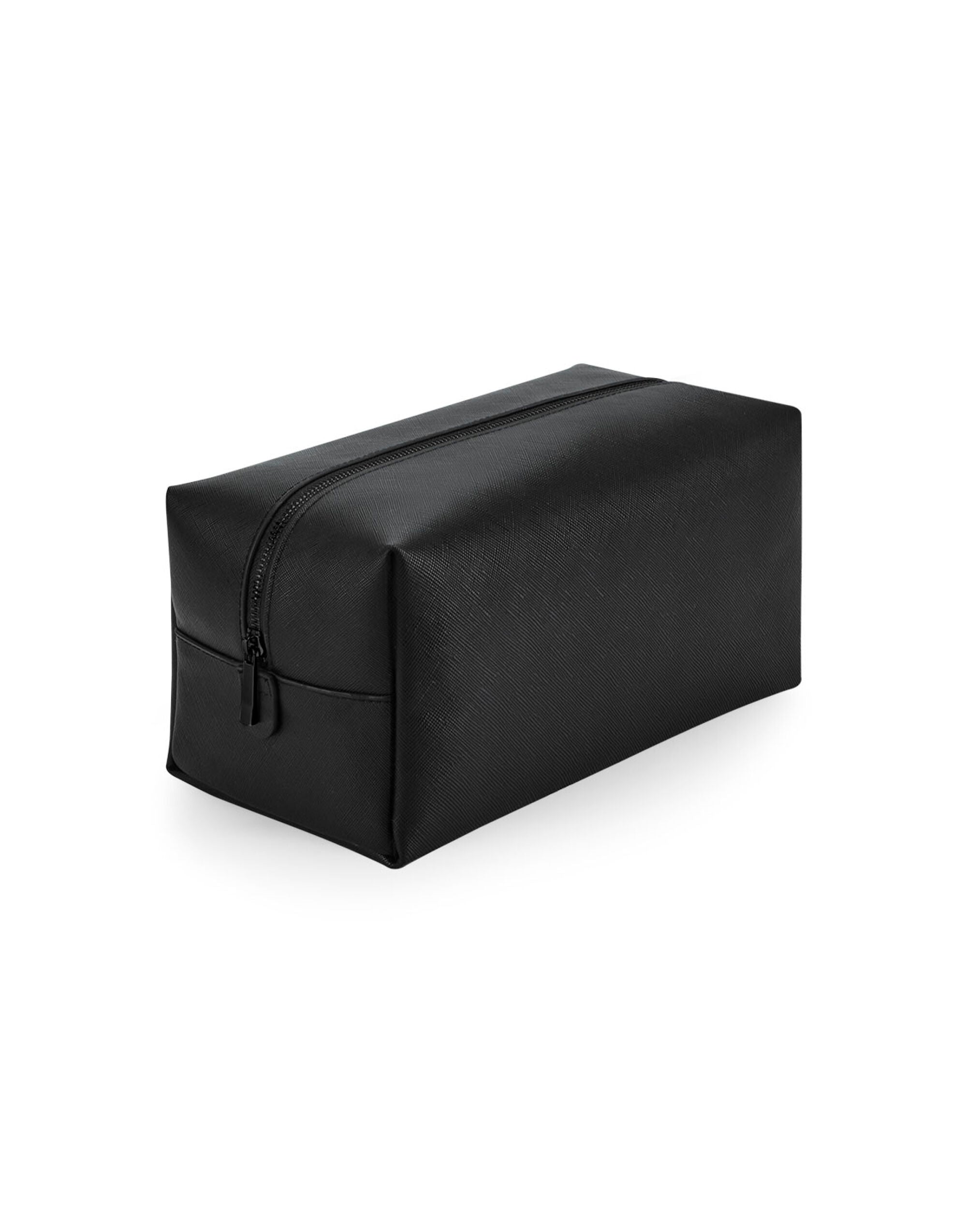 Side profile of the light grey Bagbase Boutique Toiletry Case, showing its depth and capacity.