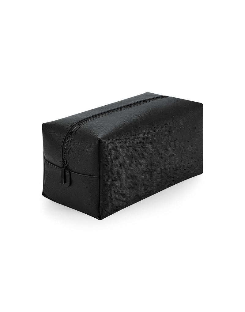 Side profile of the light grey Bagbase Boutique Toiletry Case, showing its depth and capacity.