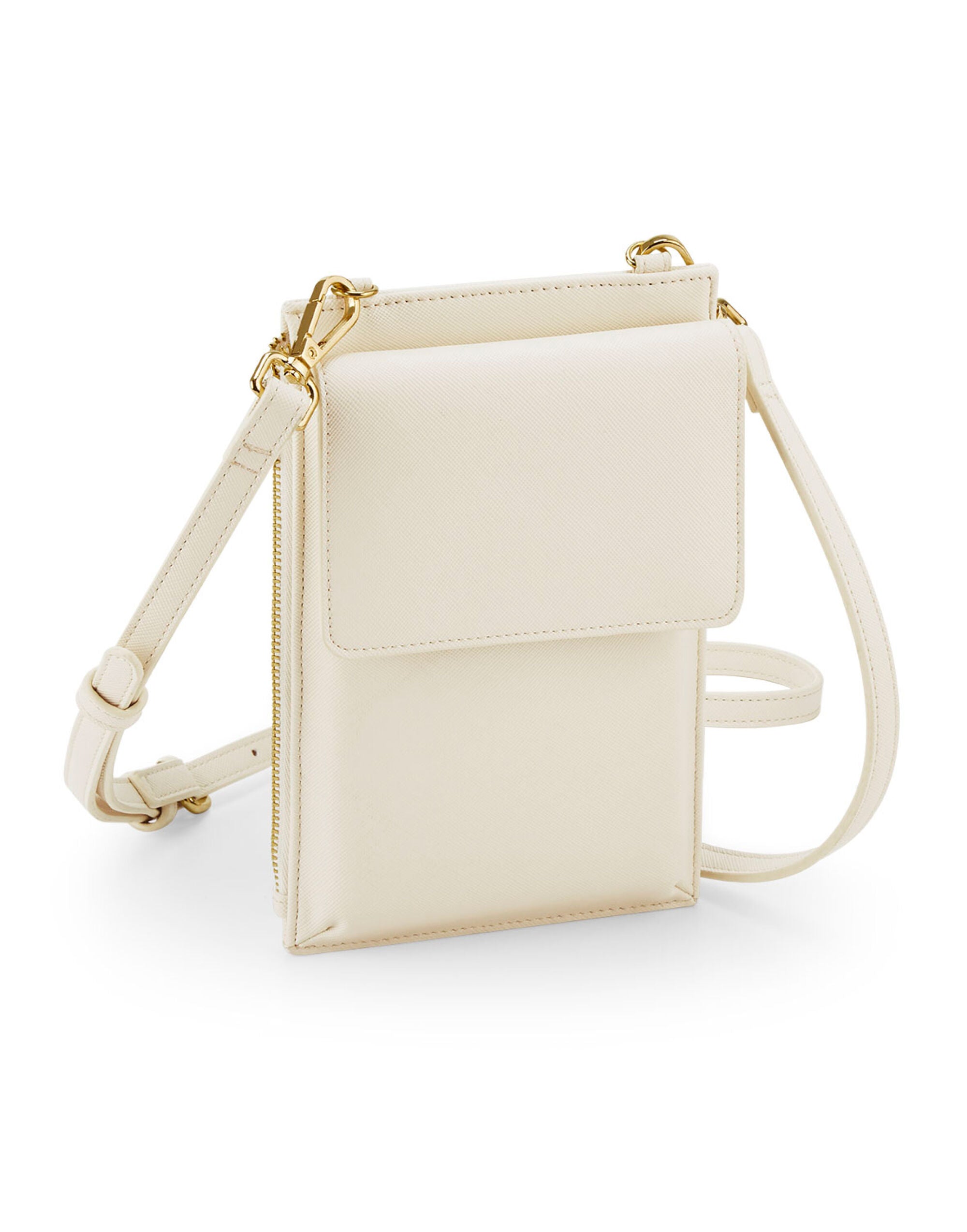 Side profile of the soft white phone carry case.