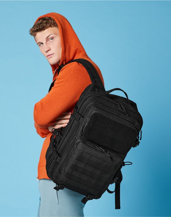 Front view showing the clean lines of the cross-body bag.