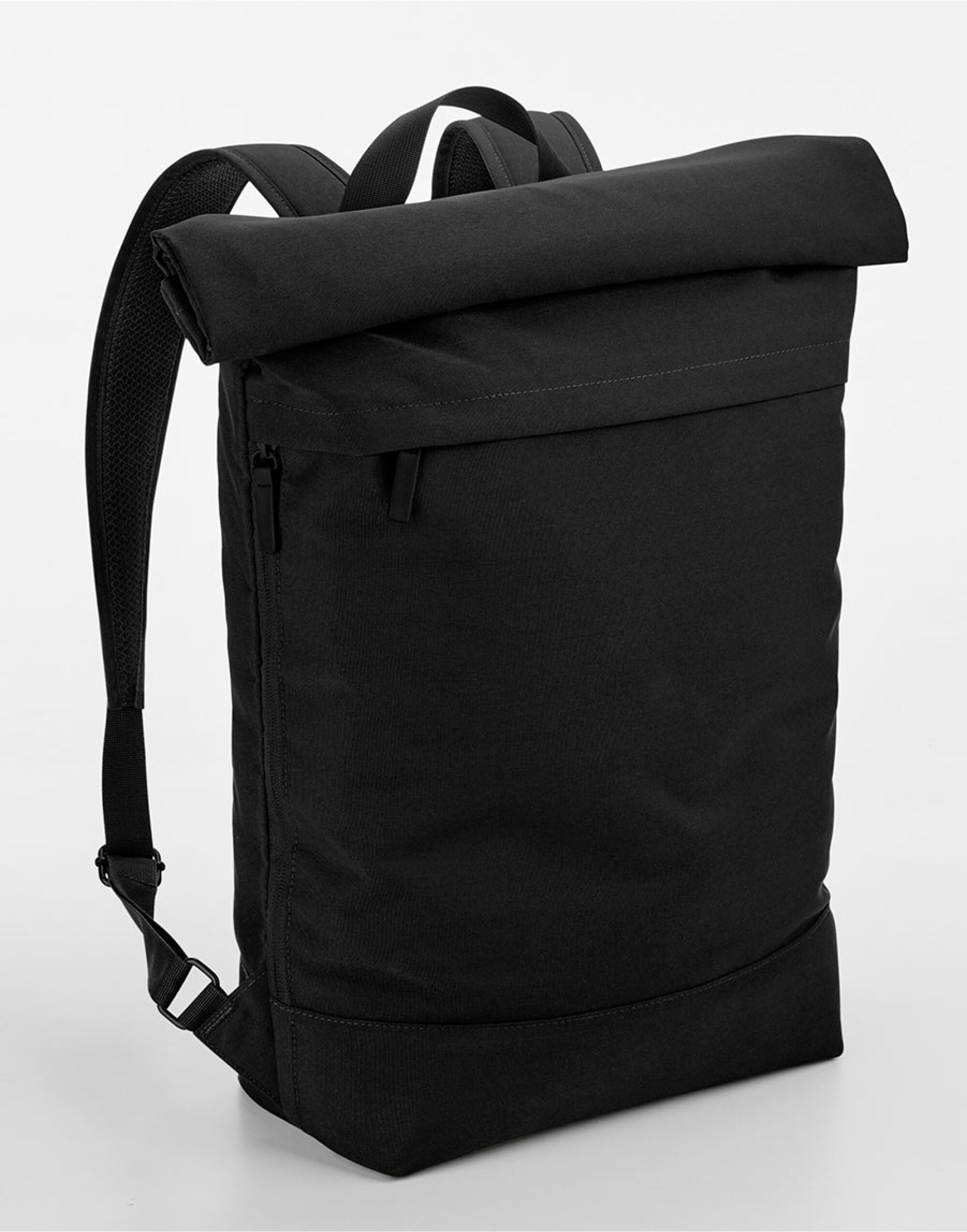 Light grey Bagbase Simplicity Roll-Top Backpack presented on a white background to highlight its elegant form.