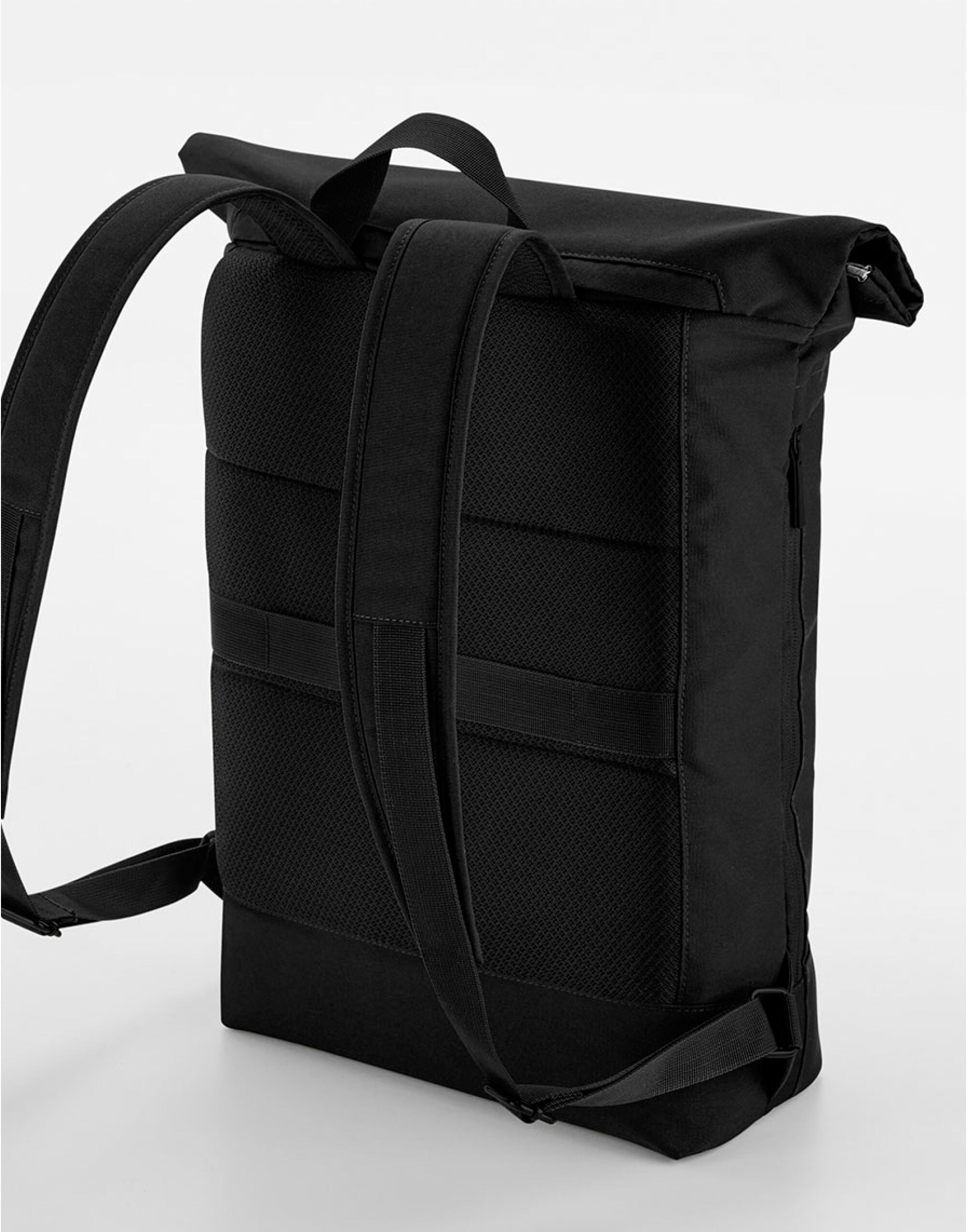 Back view of the Bagbase Simplicity Roll-Top Backpack, showing the adjustable webbing shoulder straps.