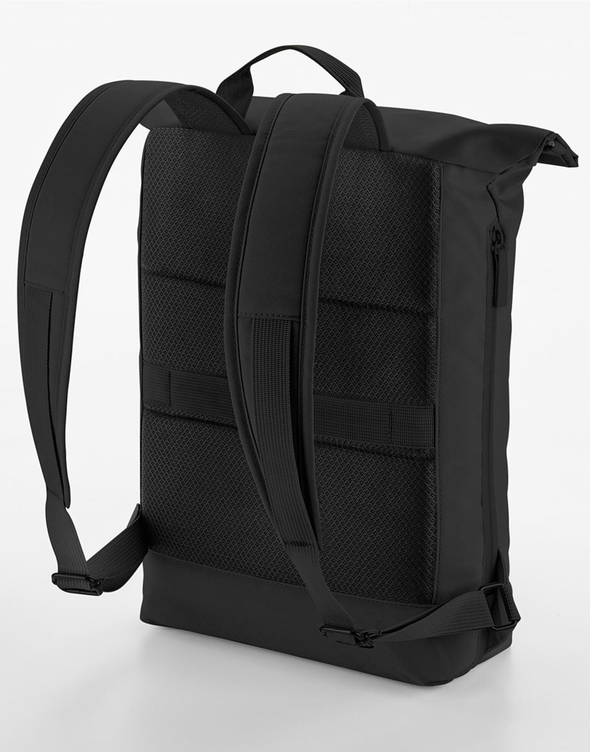 Three-quarter view of the off-white Bagbase Simplicity Roll-Top Backpack Lite against a neutral background.