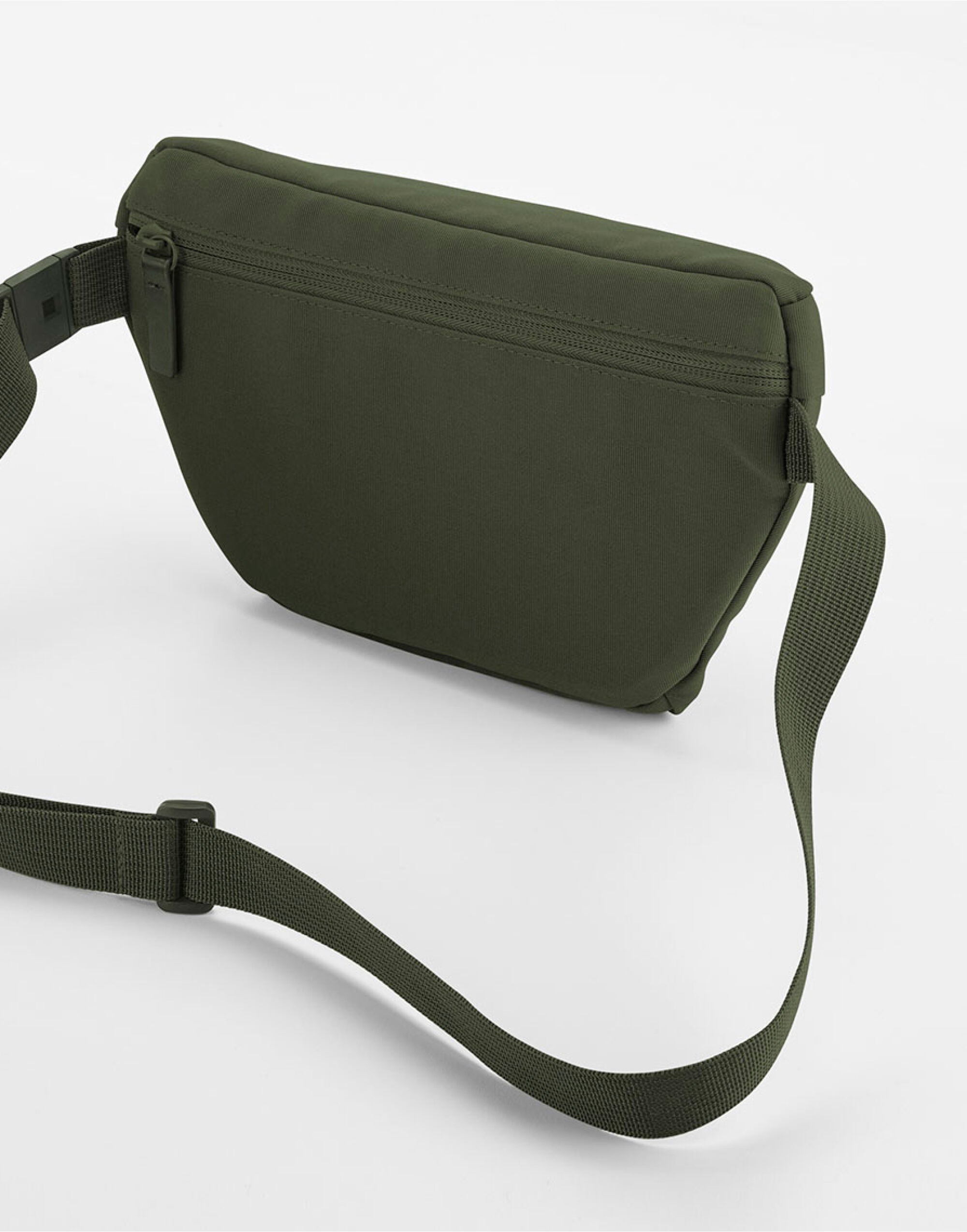 Angled side shot of the off-white Bagbase Simplicity Waistpack, highlighting its chic and functional design.
