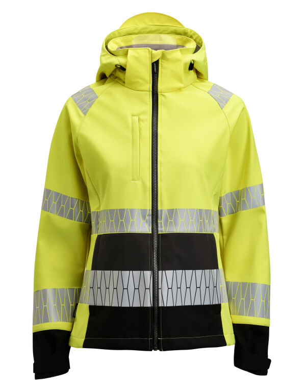 Jobman Women'S Softshell Jacket Hi-Vis - Yellow/Black