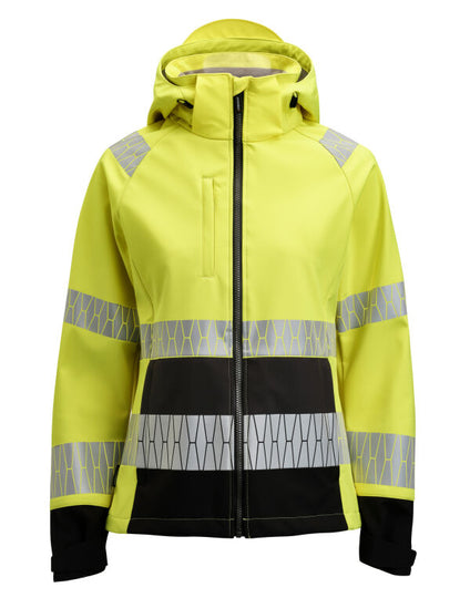 Jobman Women'S Softshell Jacket Hi-Vis - Yellow/Black