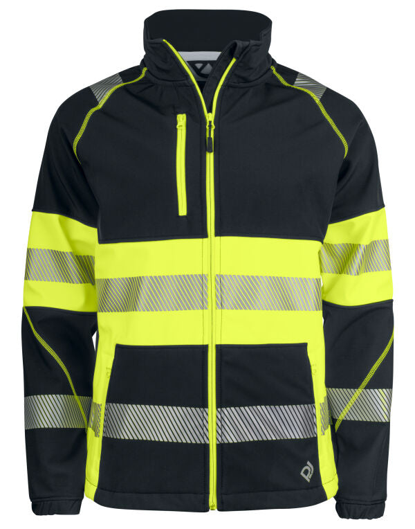 Pro-Job 6443 Softshell Jacket En Iso 20471 Class 1 - Yellow/Black
