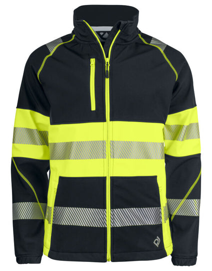 Pro-Job 6443 Softshell Jacket En Iso 20471 Class 1 - Yellow/Black
