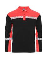 Pro-Job Progression 7004 Long Sleeve Pique Polo - Black/Red