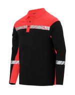 Pro-Job Progression 7004 Long Sleeve Pique Polo - Black/Red