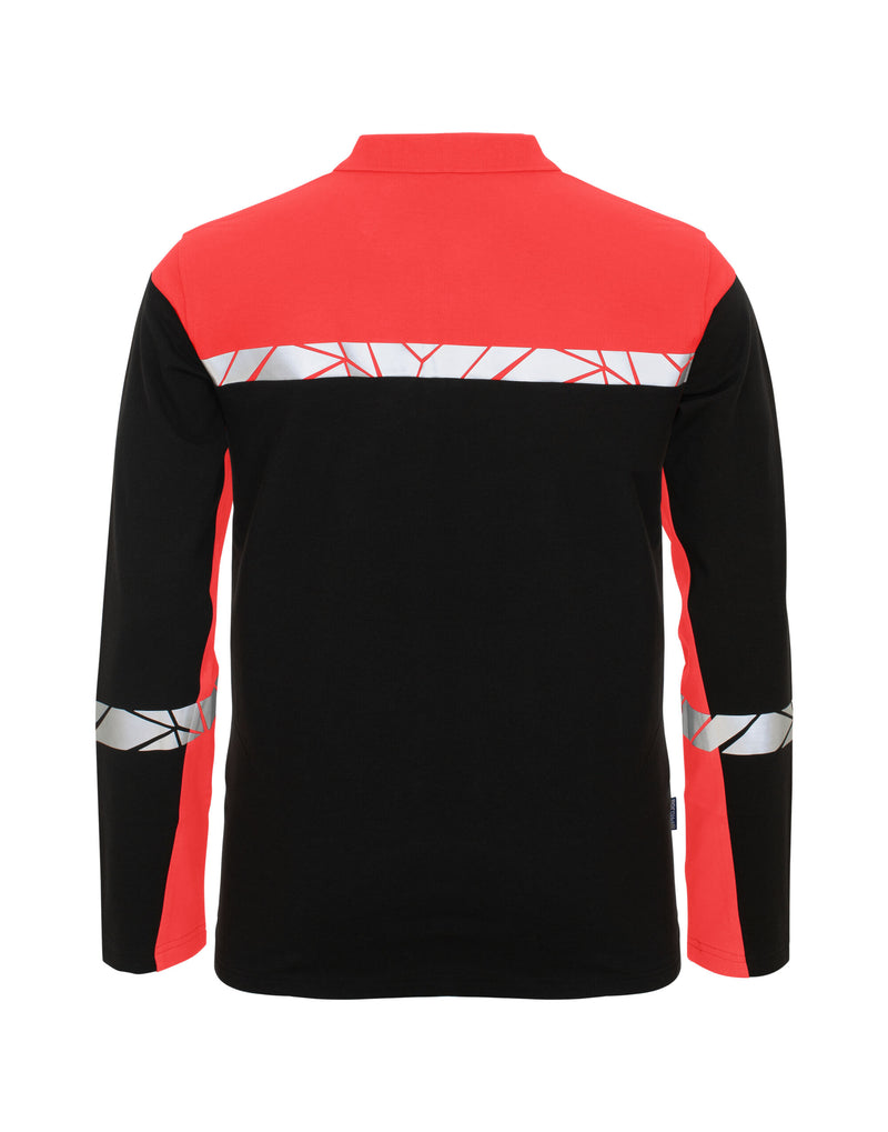 Pro-Job Progression 7004 Long Sleeve Pique Polo - Black/Red