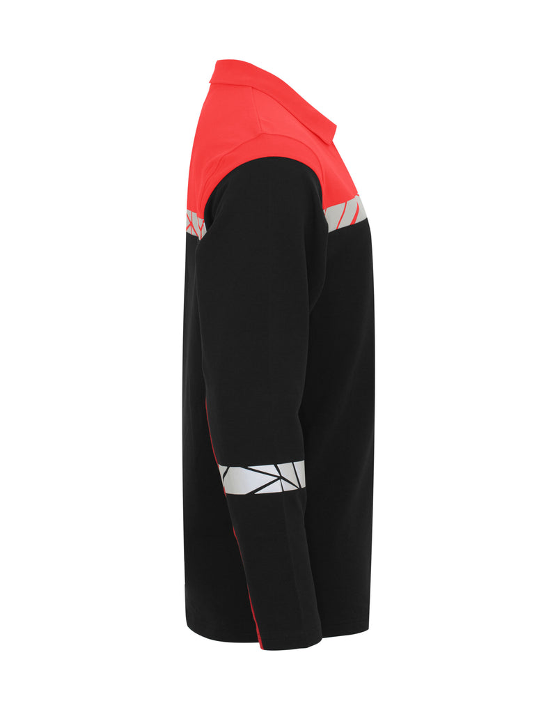 Pro-Job Progression 7004 Long Sleeve Pique Polo - Black/Red