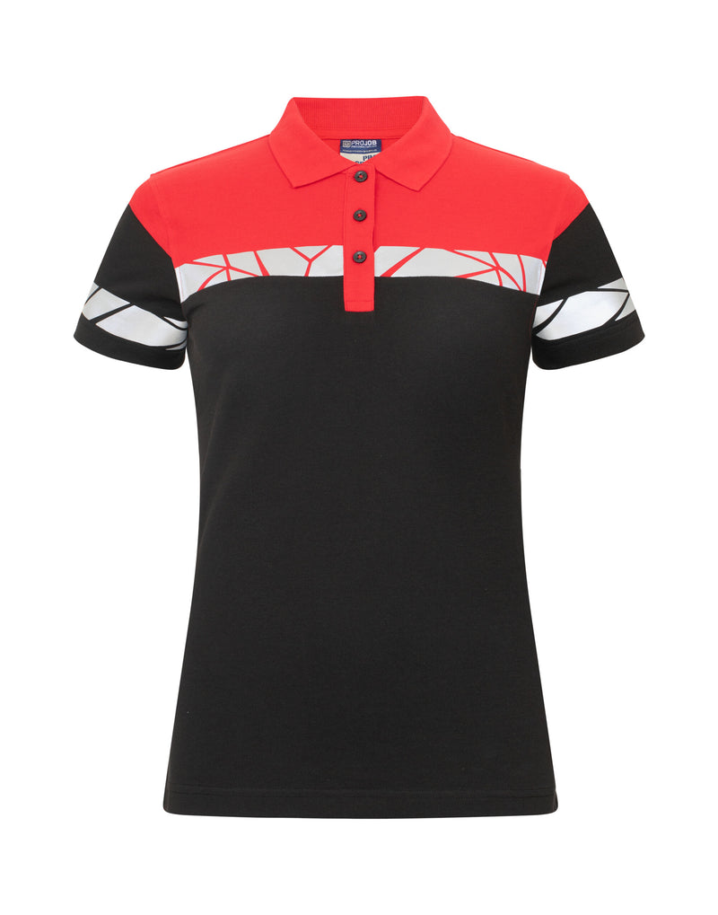 Pro-Job Progression 7006 Ladies Pique - Black/Red