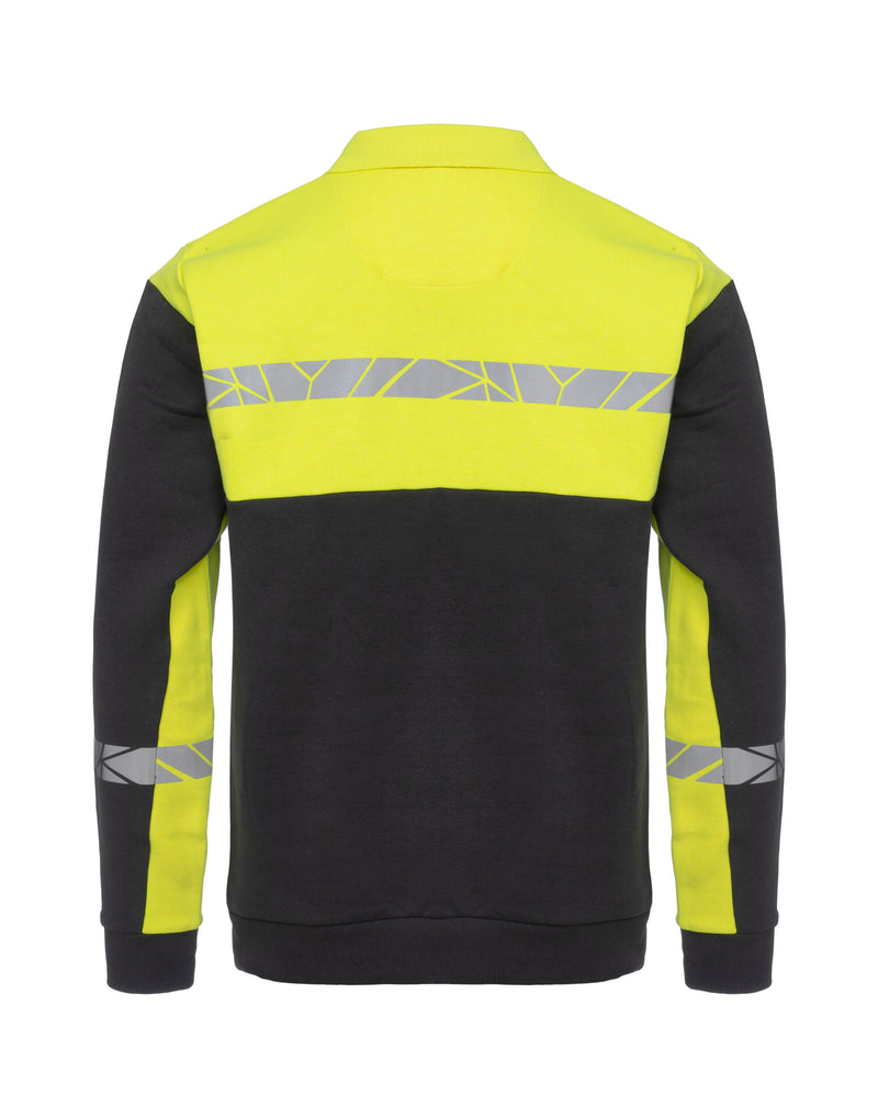 Pro-Job Progression 7100 Long Sleeve Polo Sweatshirt - Black/Yellow