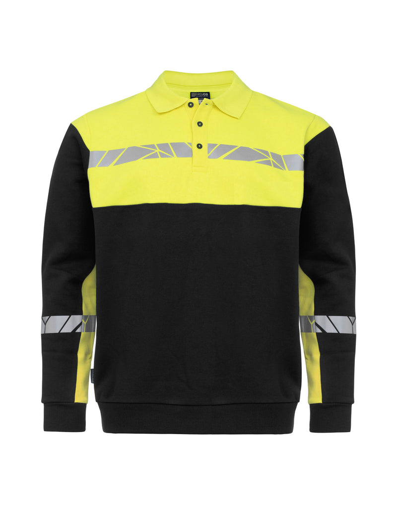 Pro-Job Progression 7100 Long Sleeve Polo Sweatshirt - Black/Yellow