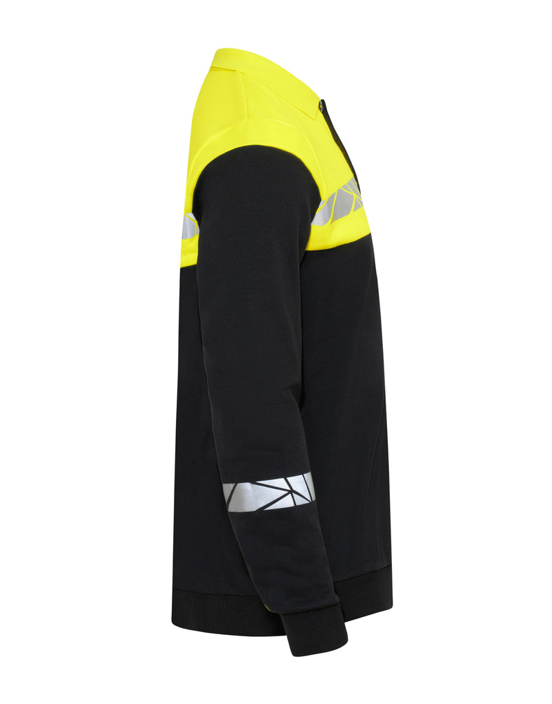 Pro-Job Progression 7100 Long Sleeve Polo Sweatshirt - Black/Yellow