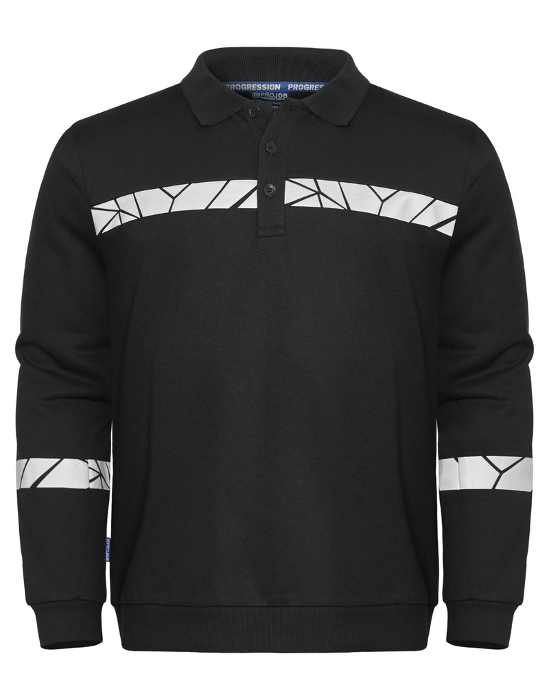 Pro-Job Progression 7100 Long Sleeve Polo Sweatshirt - Black/Black
