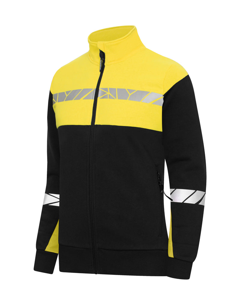Pro-Job Progression 7105 Ladies Full Zip Sweatshirt - Black/Yellow