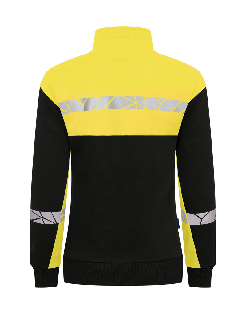 Pro-Job Progression 7105 Ladies Full Zip Sweatshirt - Black/Yellow