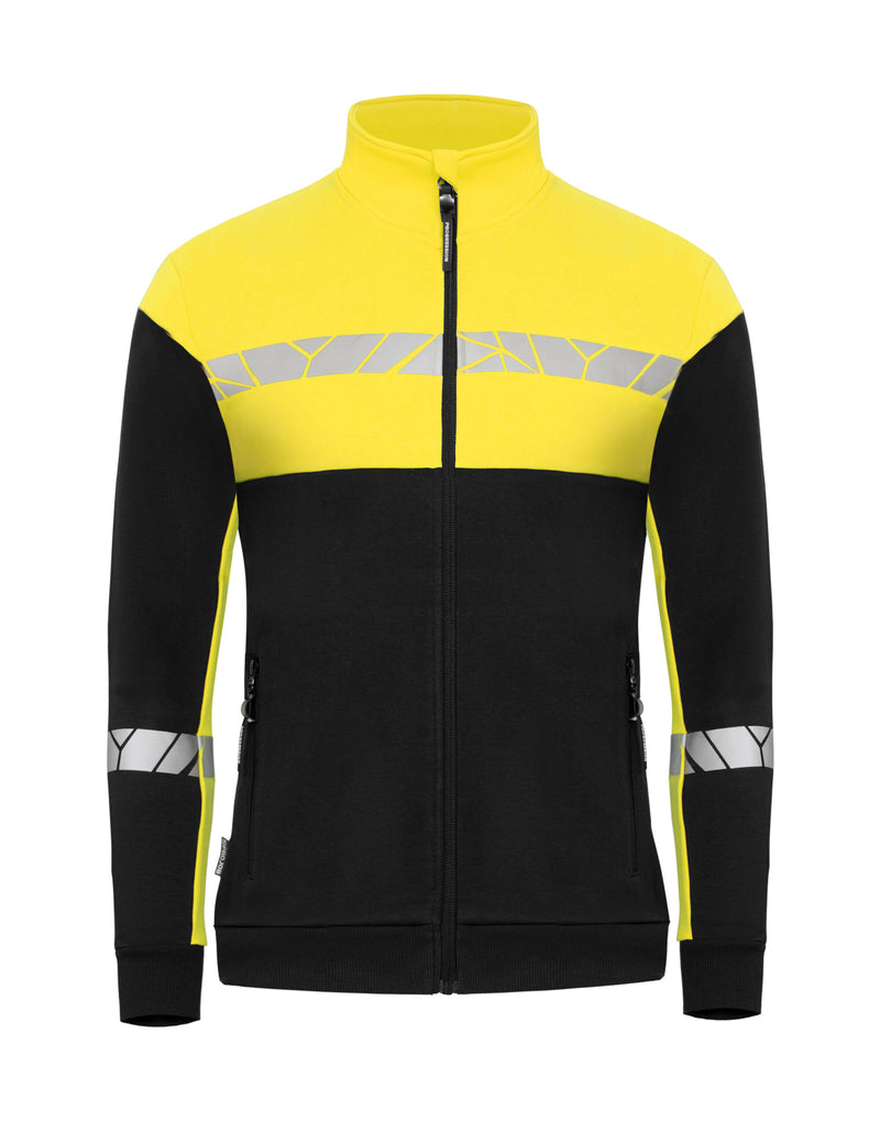 Pro-Job Progression 7105 Ladies Full Zip Sweatshirt - Black/Yellow