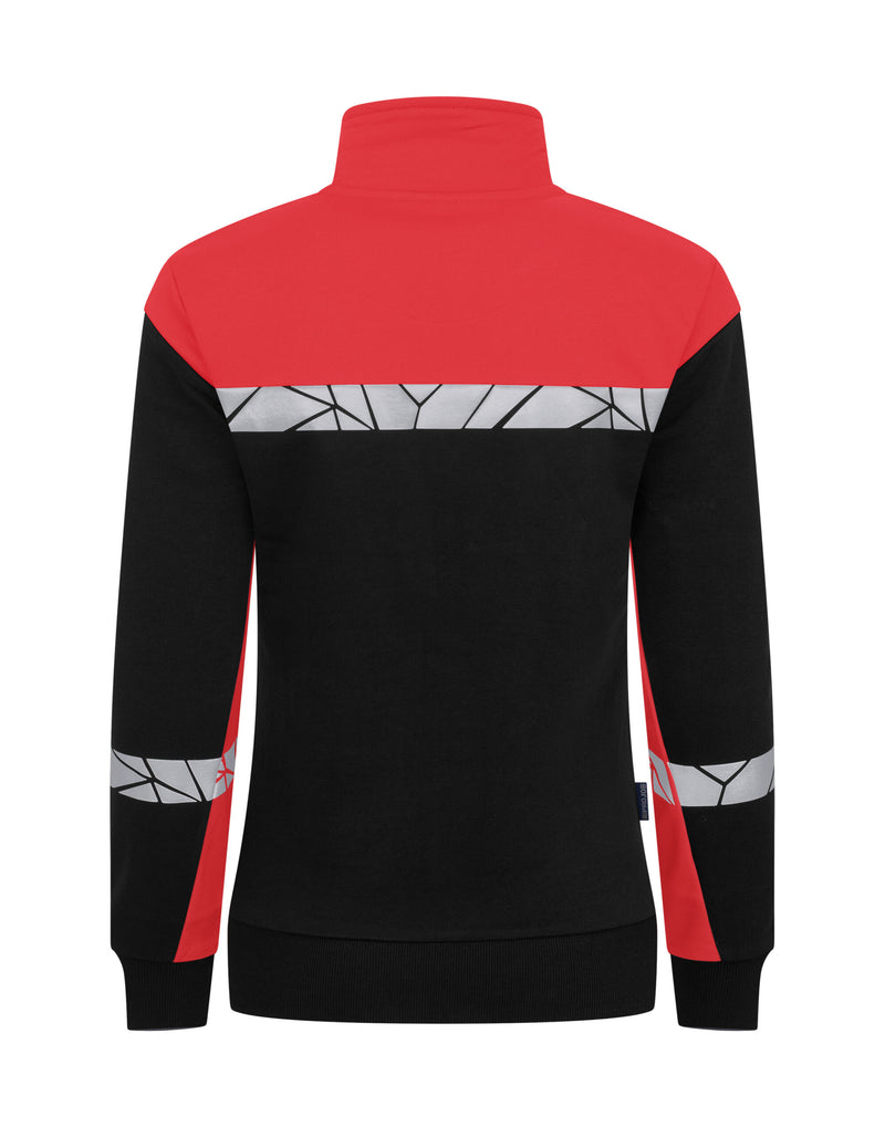 Pro-Job Progression 7105 Ladies Full Zip Sweatshirt - Black/Red