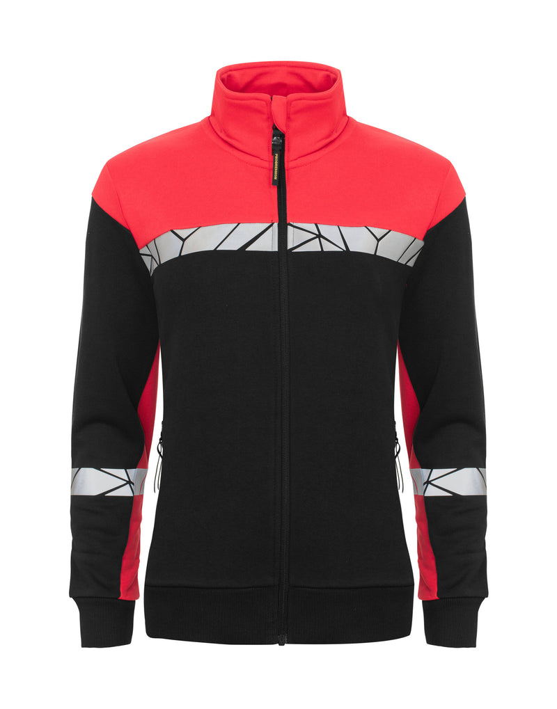 Pro-Job Progression 7105 Ladies Full Zip Sweatshirt - Black/Red