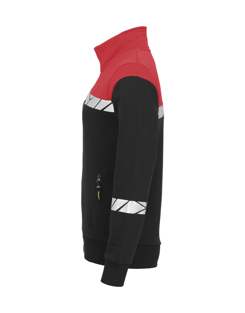 Pro-Job Progression 7105 Ladies Full Zip Sweatshirt - Black/Red
